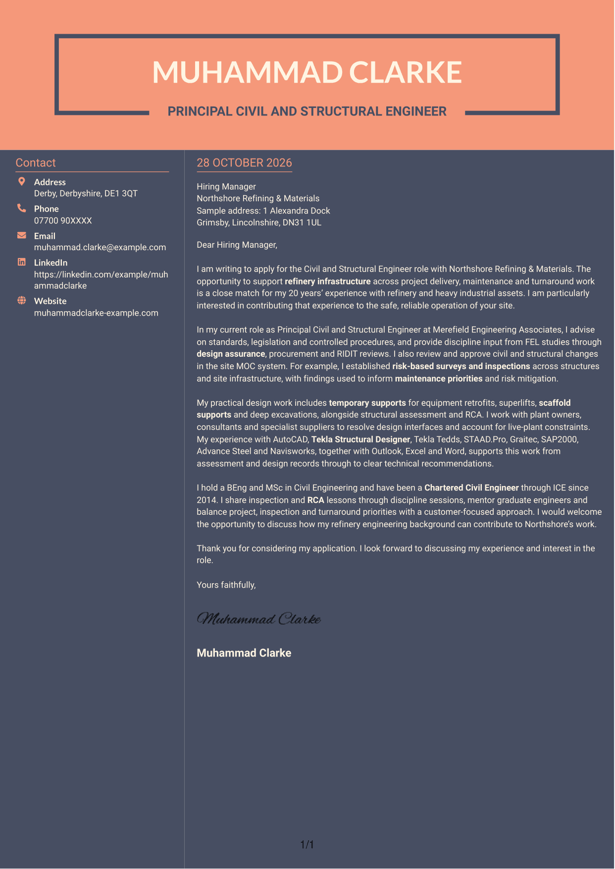 Cover letter example — page 1