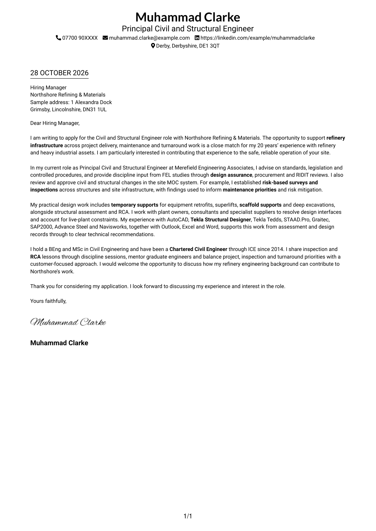 Cover letter example — page 1