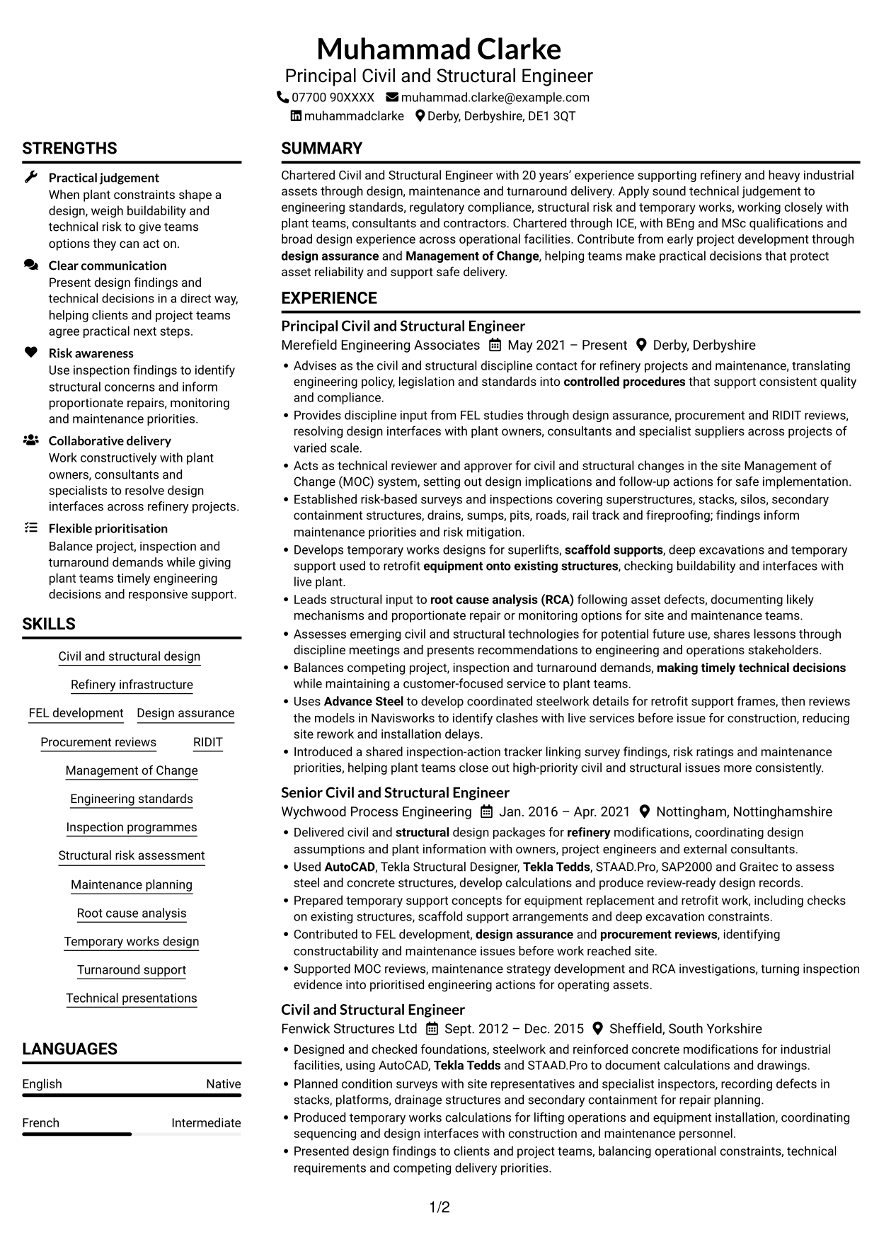 CV example — page 1