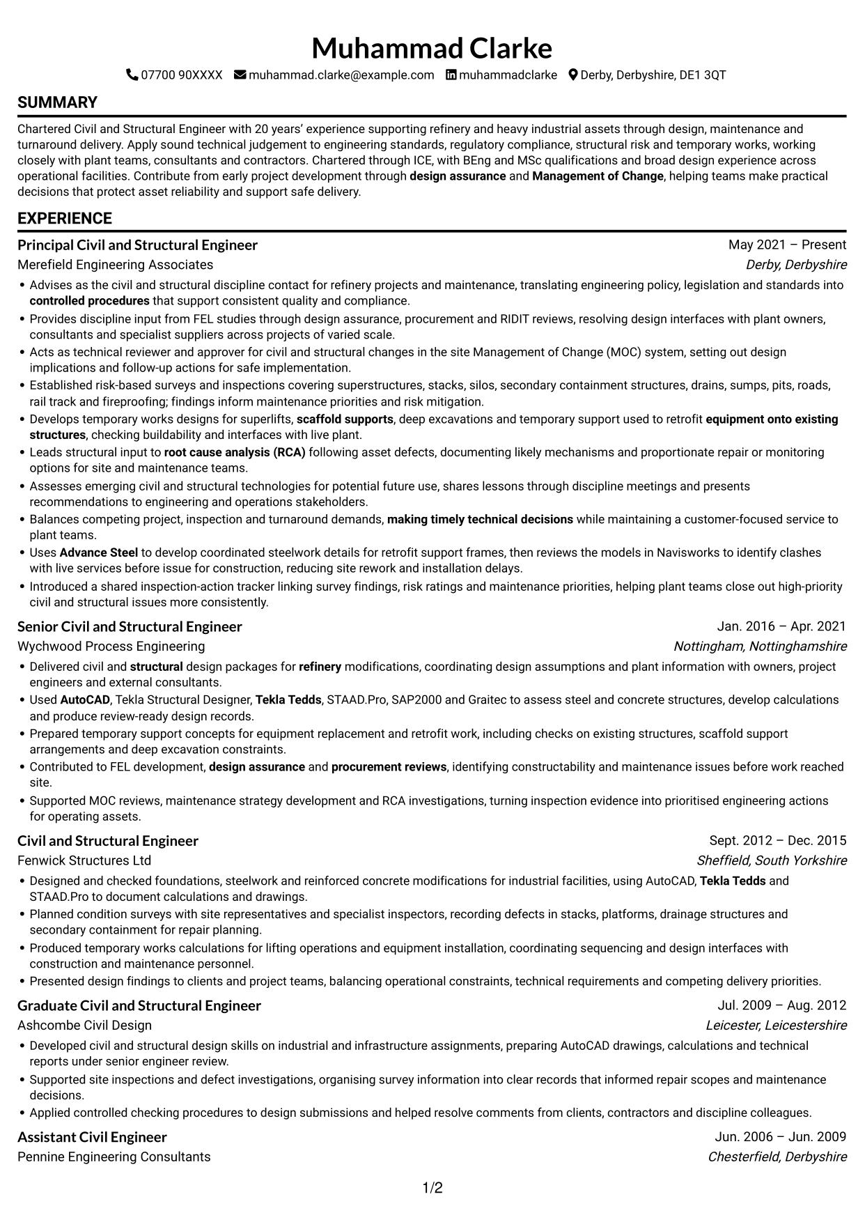 CV example — page 1