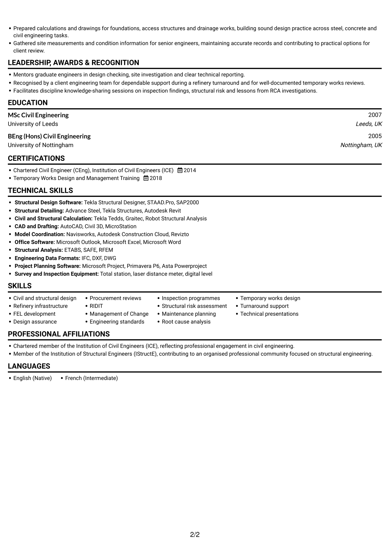 CV example — page 2