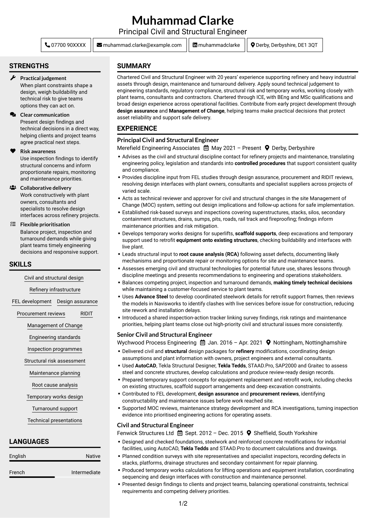 CV example — page 1