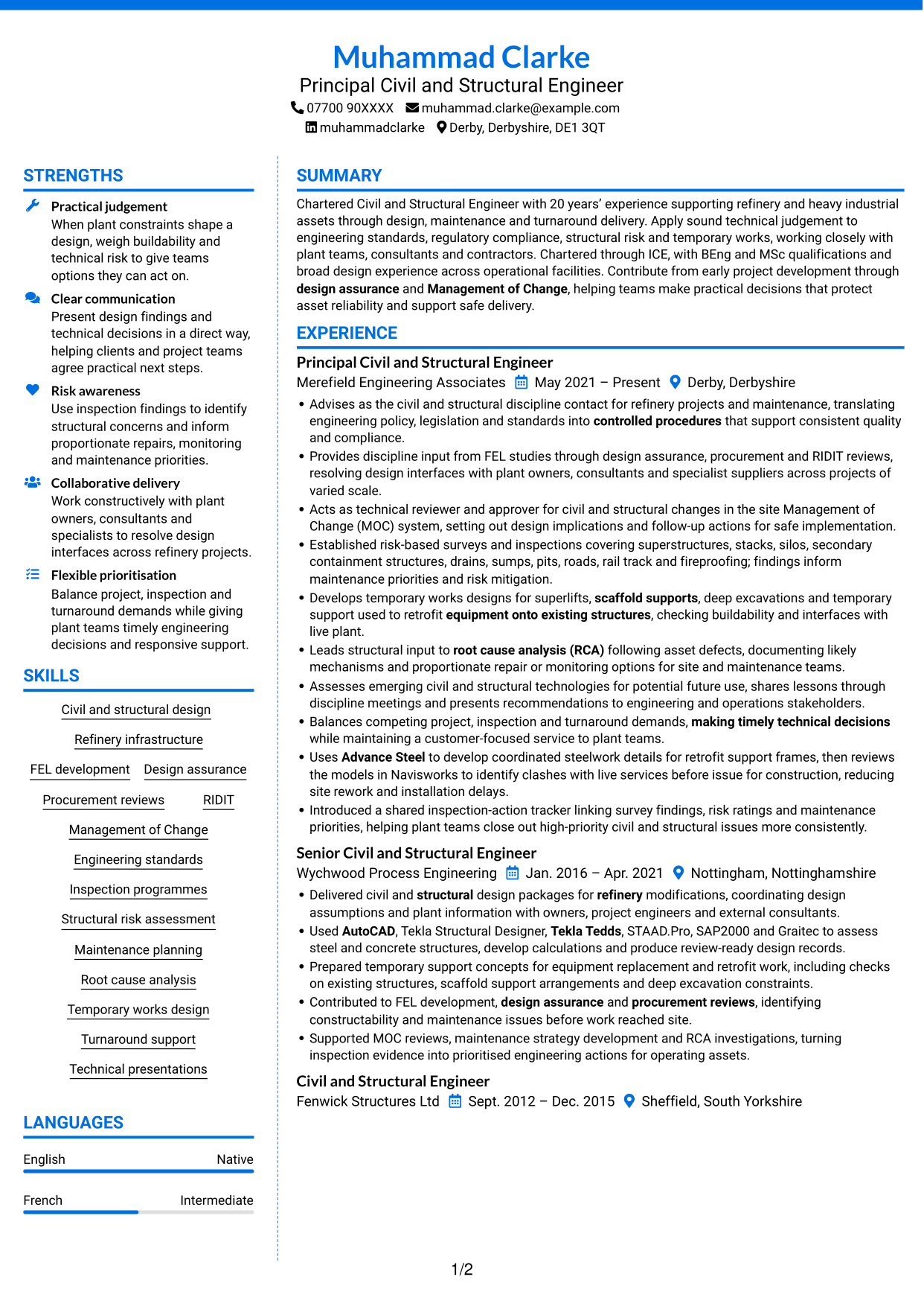 CV example — page 1