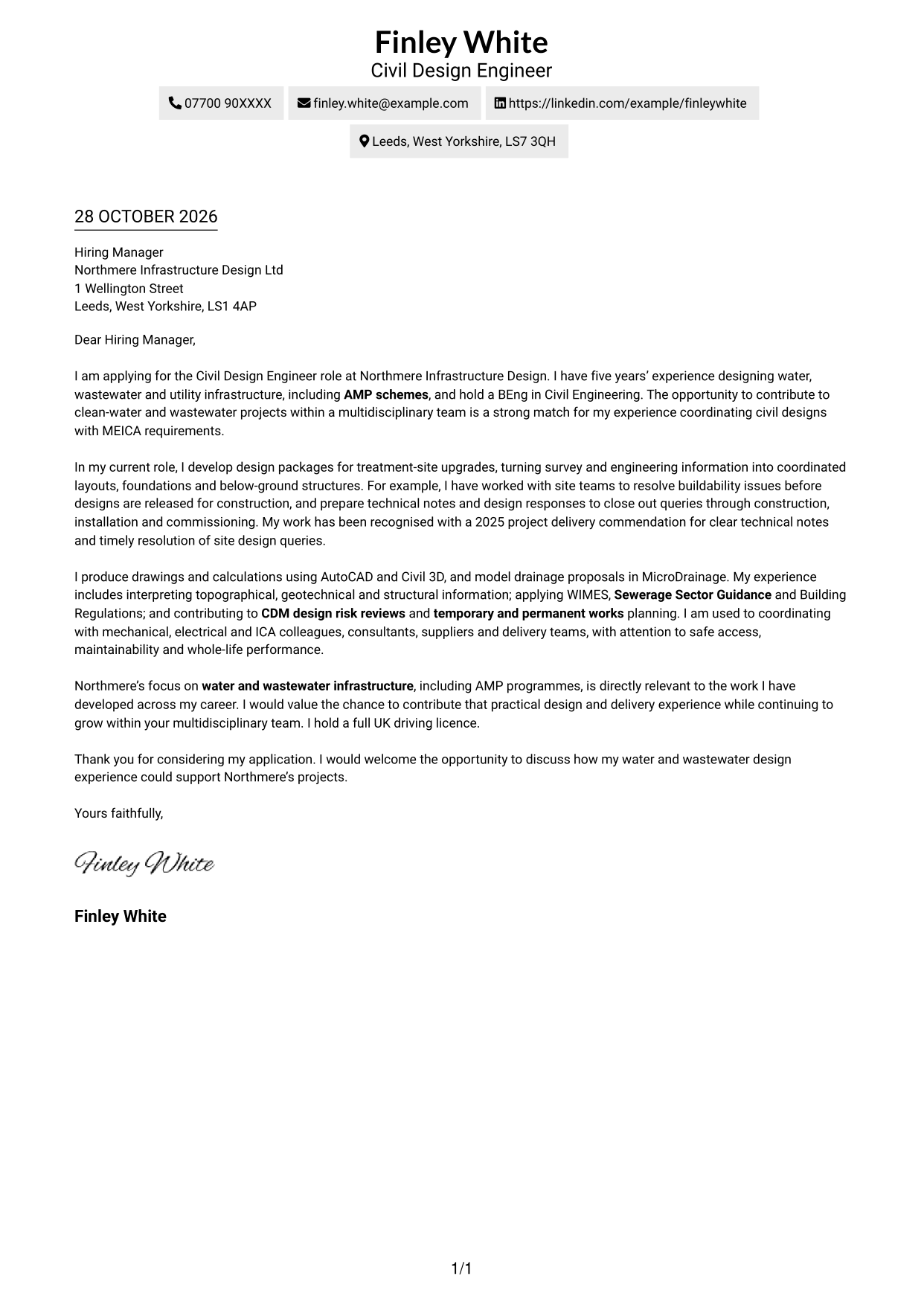 Cover letter example — page 1