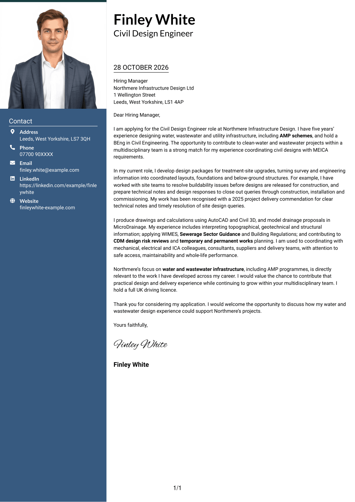 Cover letter example — page 1