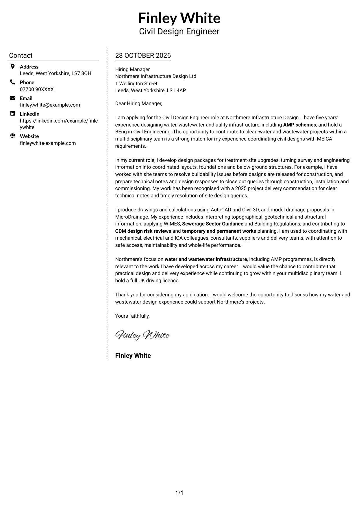 Cover letter example — page 1