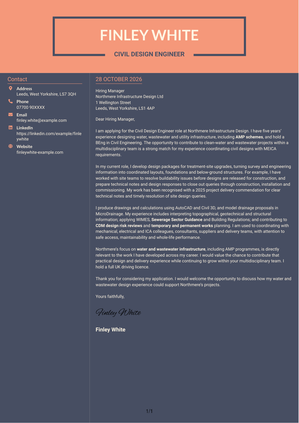 Cover letter example — page 1