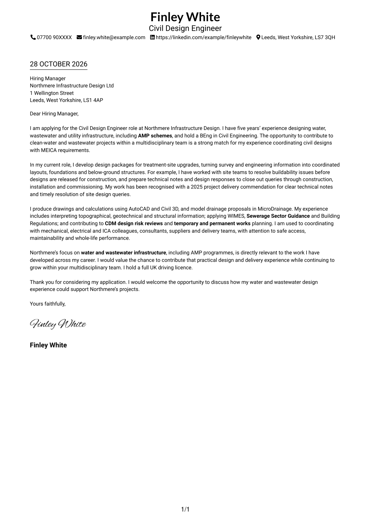 Cover letter example — page 1