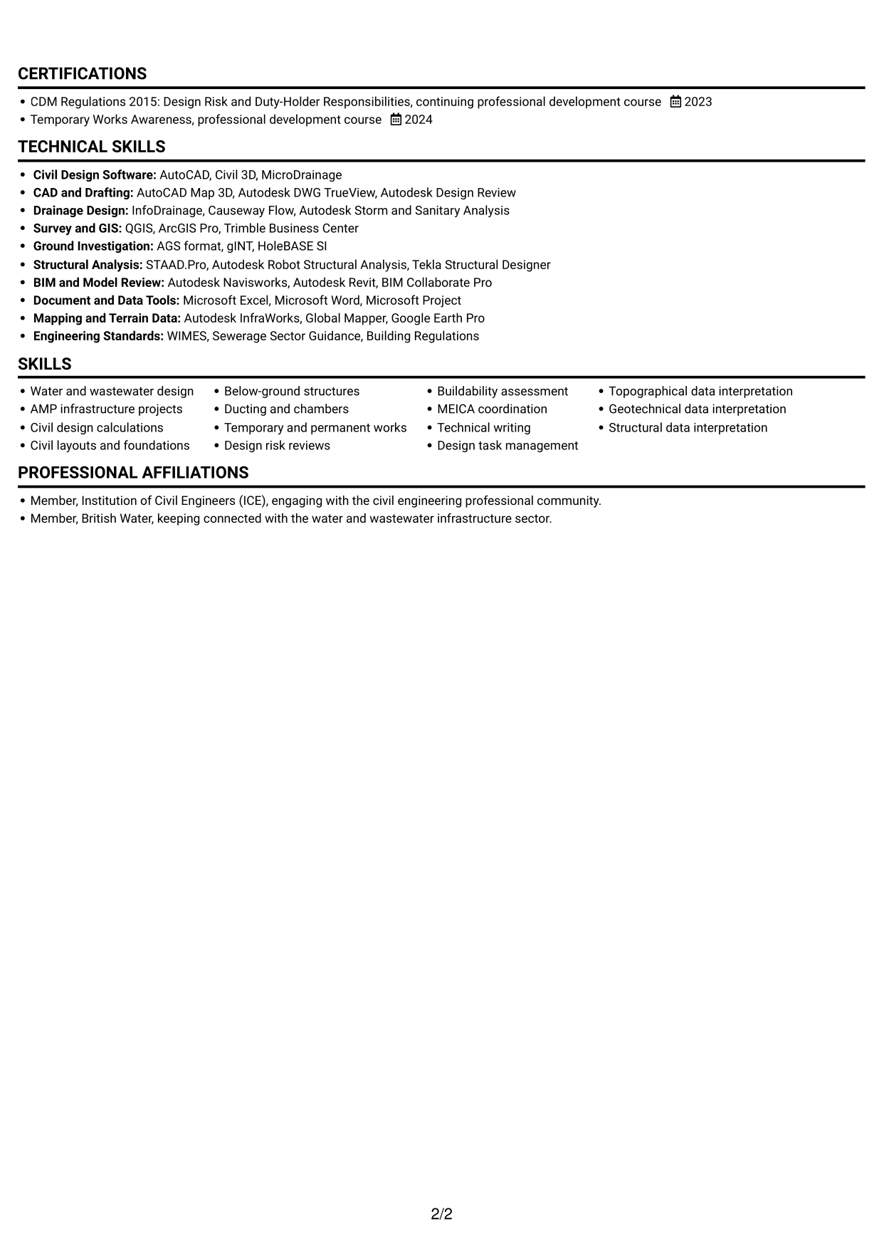 CV example — page 2