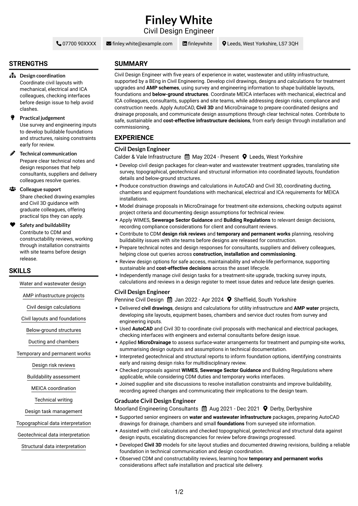 CV example — page 1