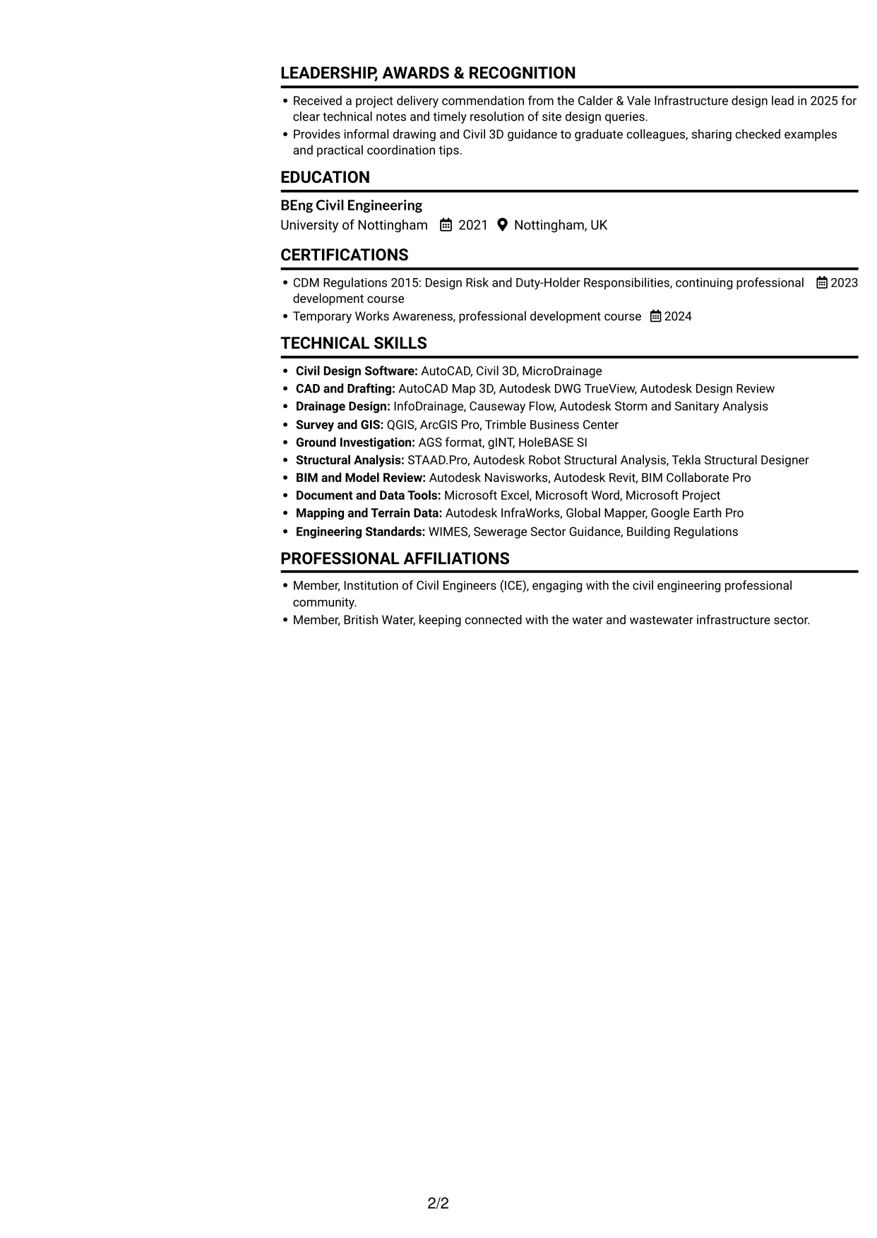 CV example — page 2