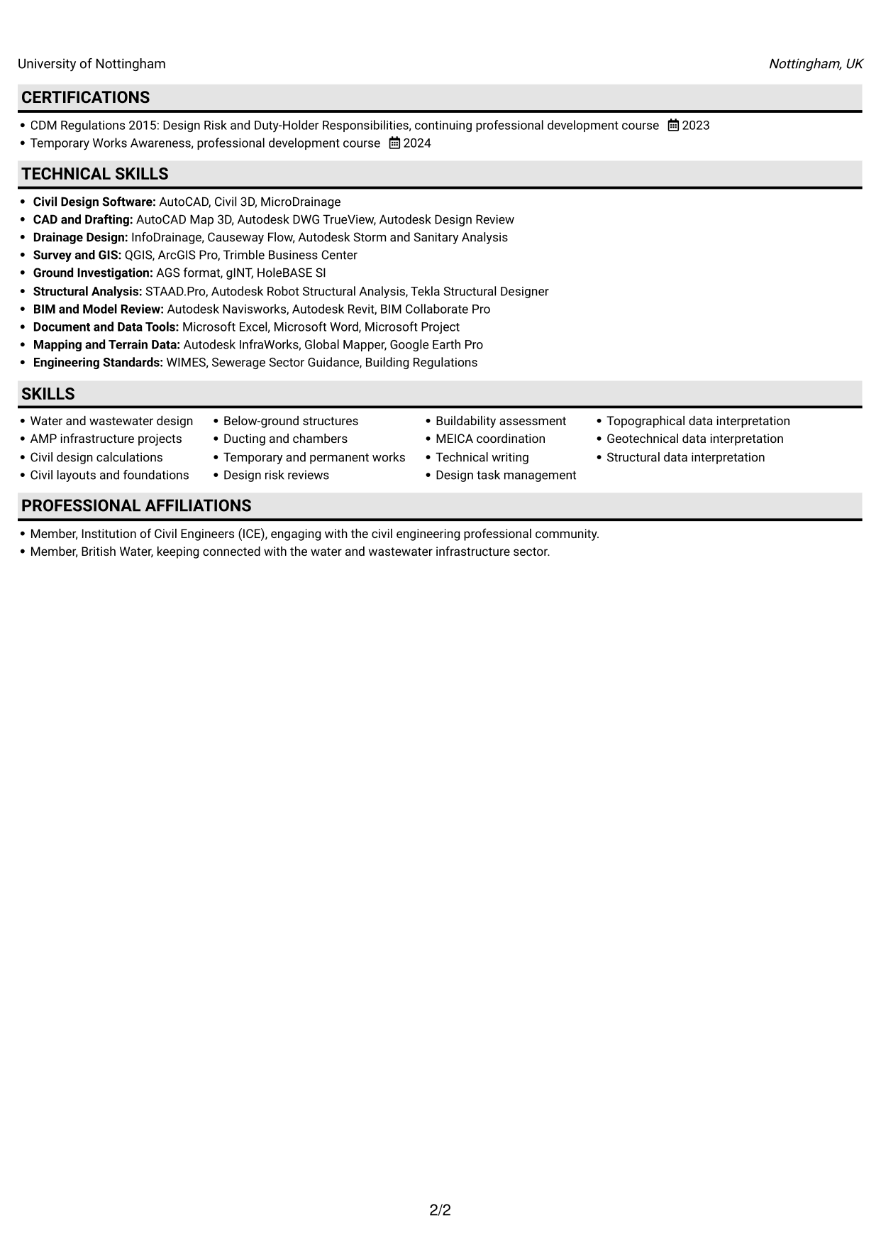 CV example — page 2