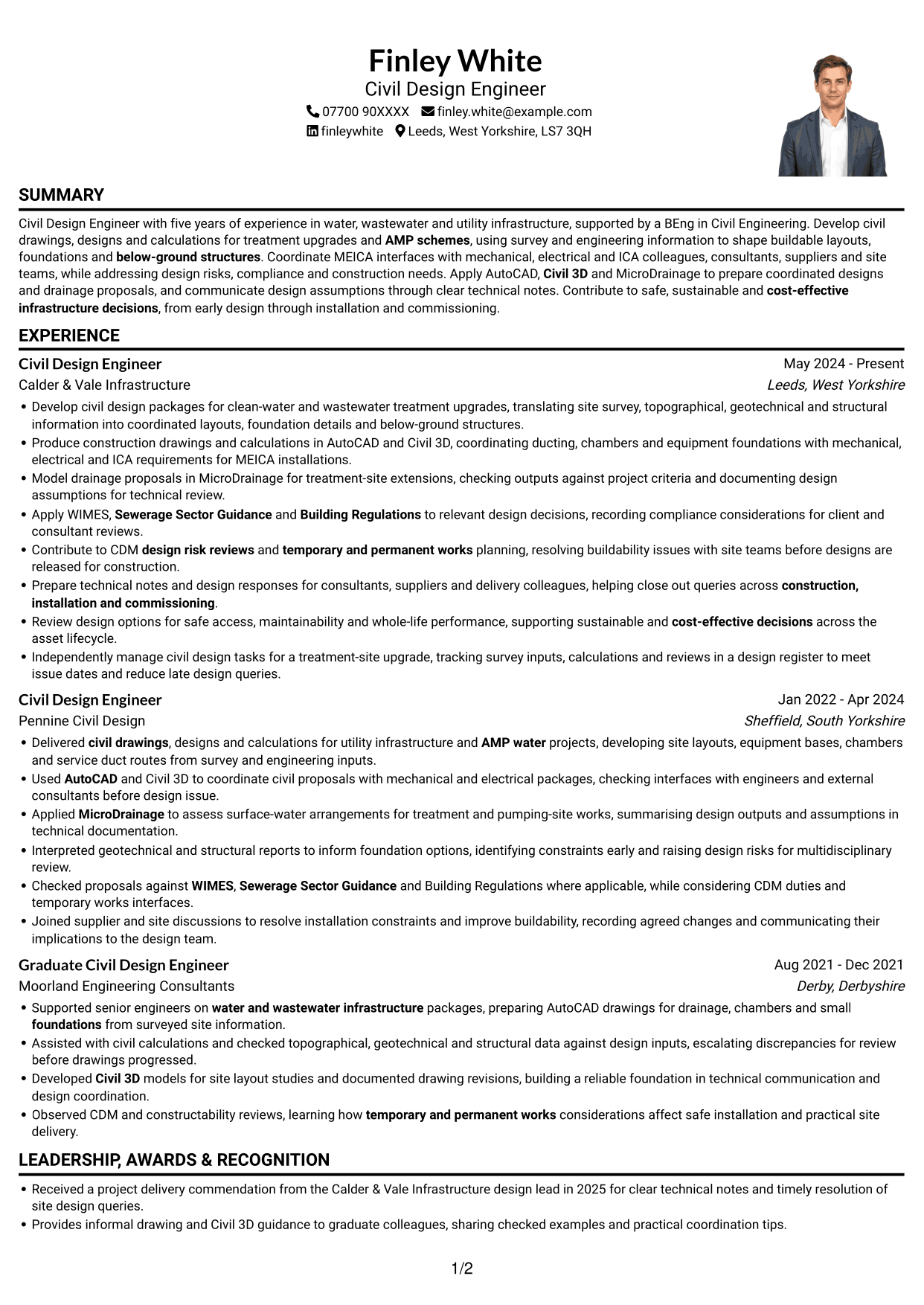 CV example — page 1