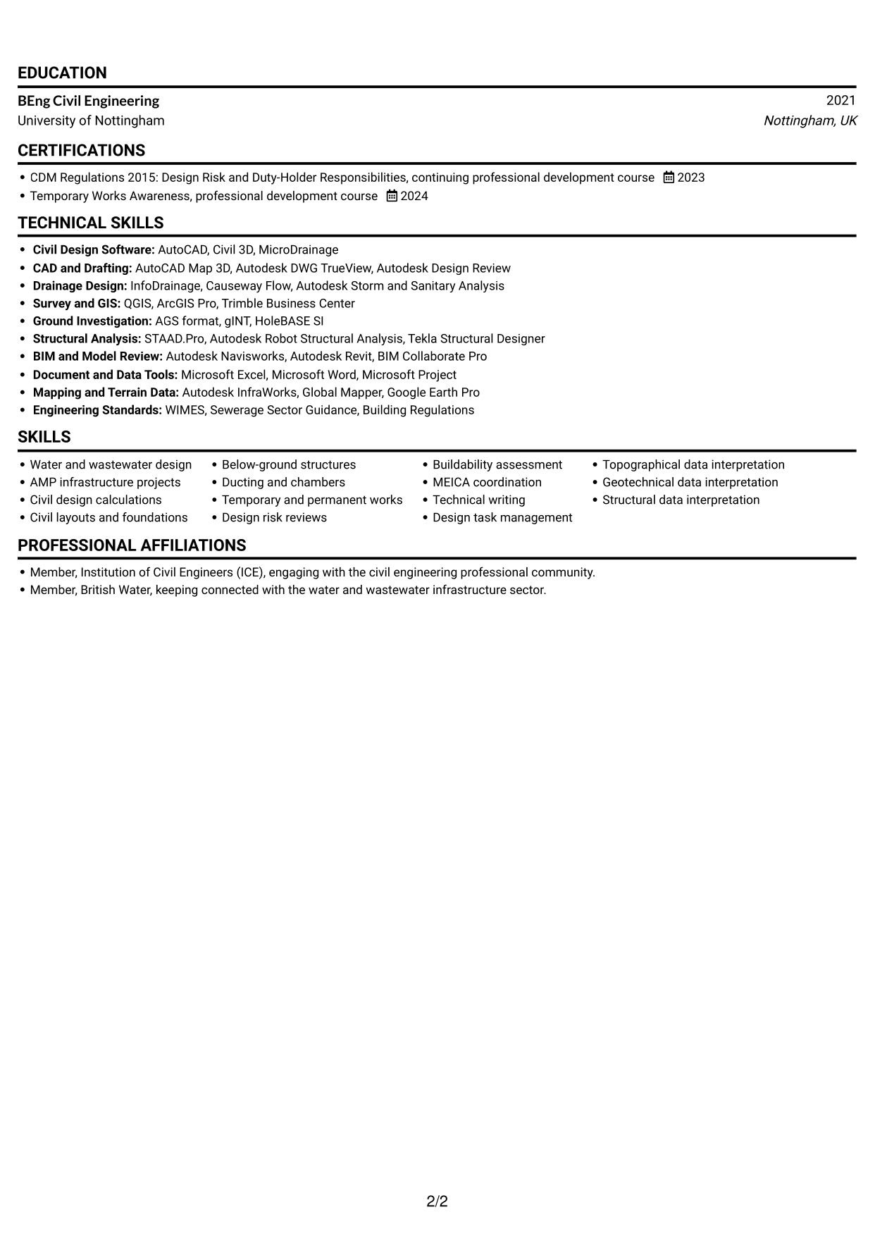 CV example — page 2