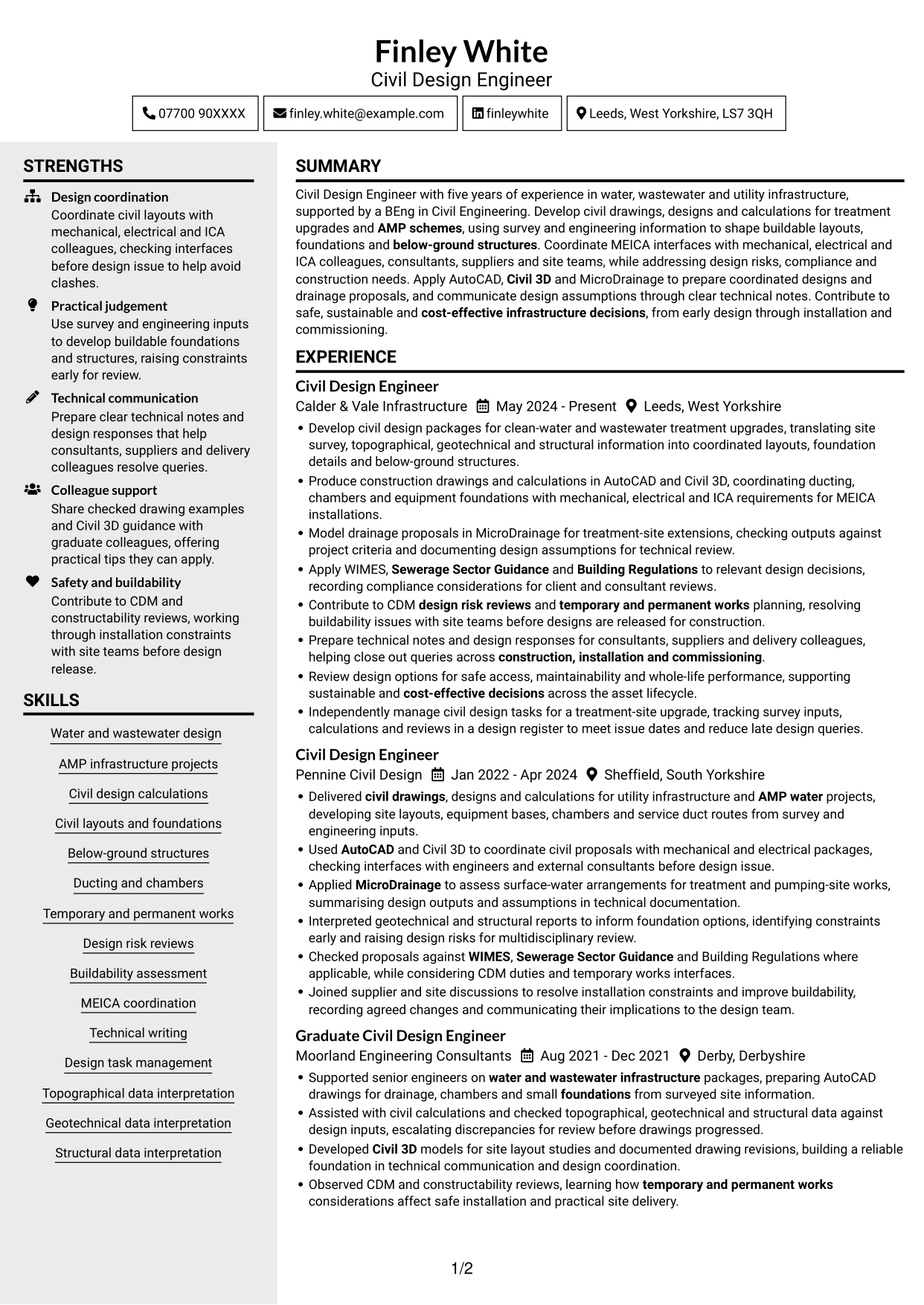 CV example — page 1