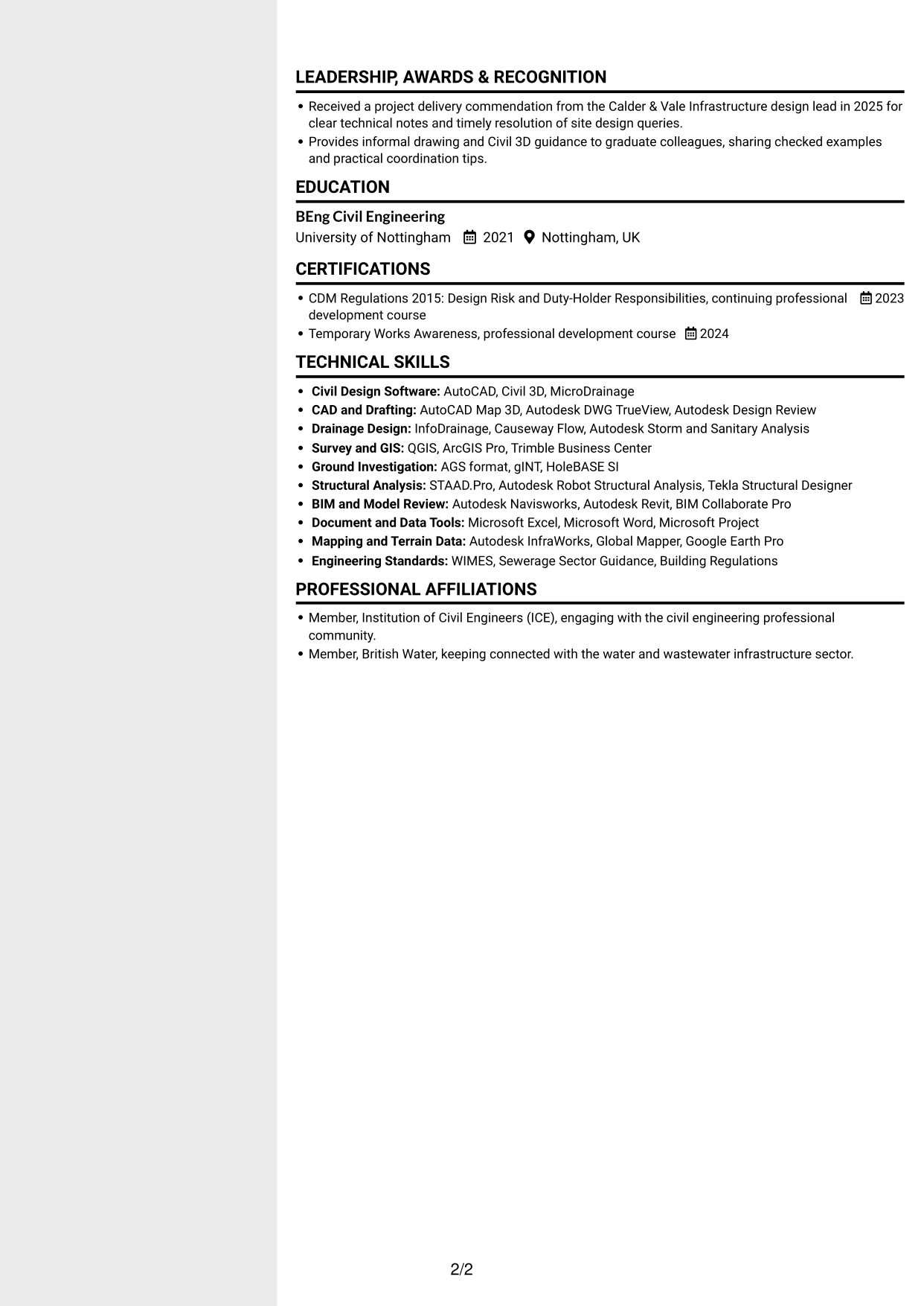 CV example — page 2