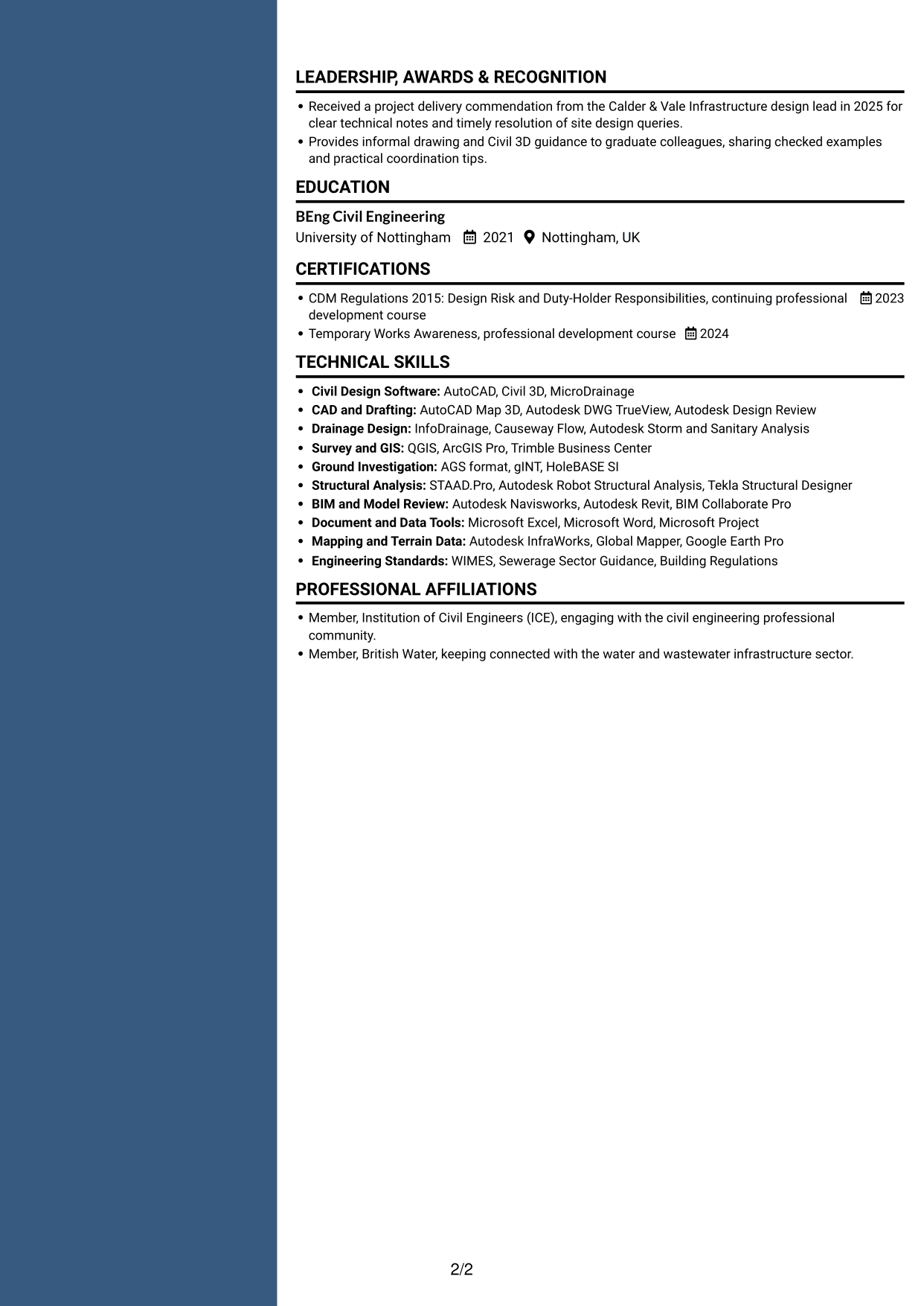 CV example — page 2