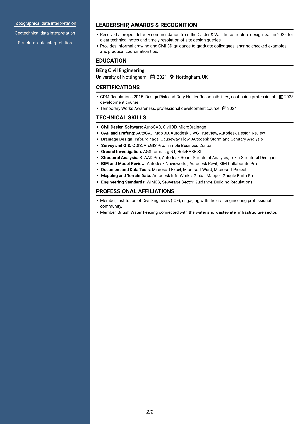 CV example — page 2