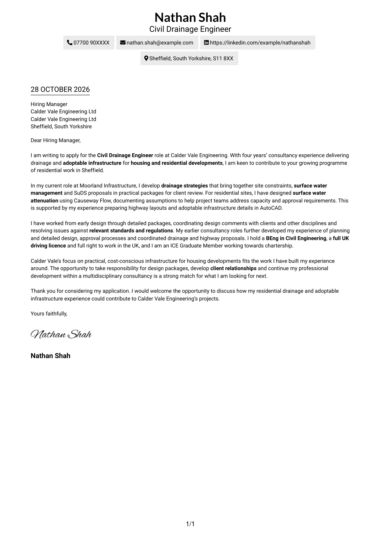 Cover letter example — page 1