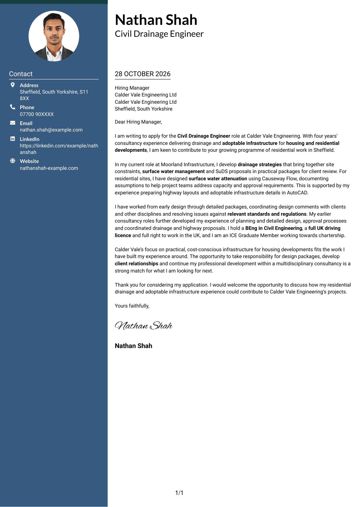 Cover letter example — page 1
