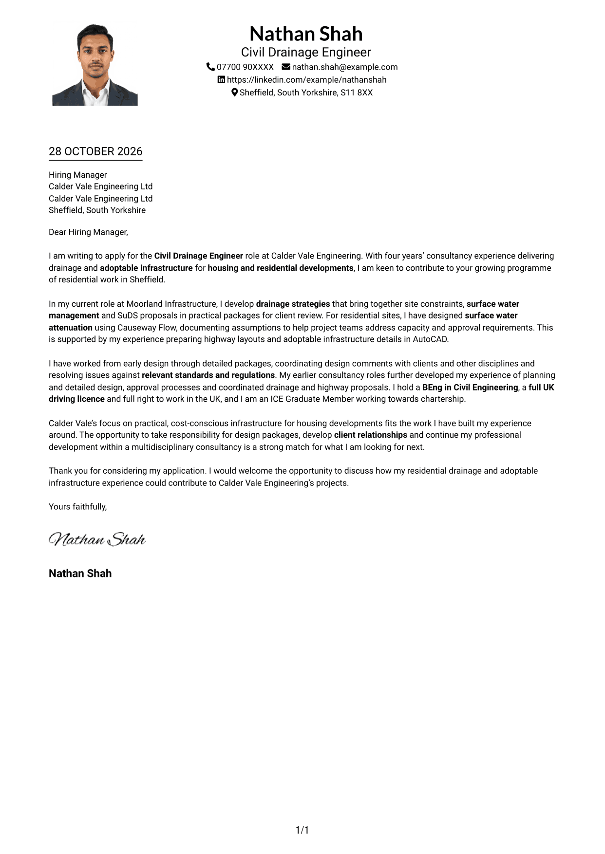 Cover letter example — page 1