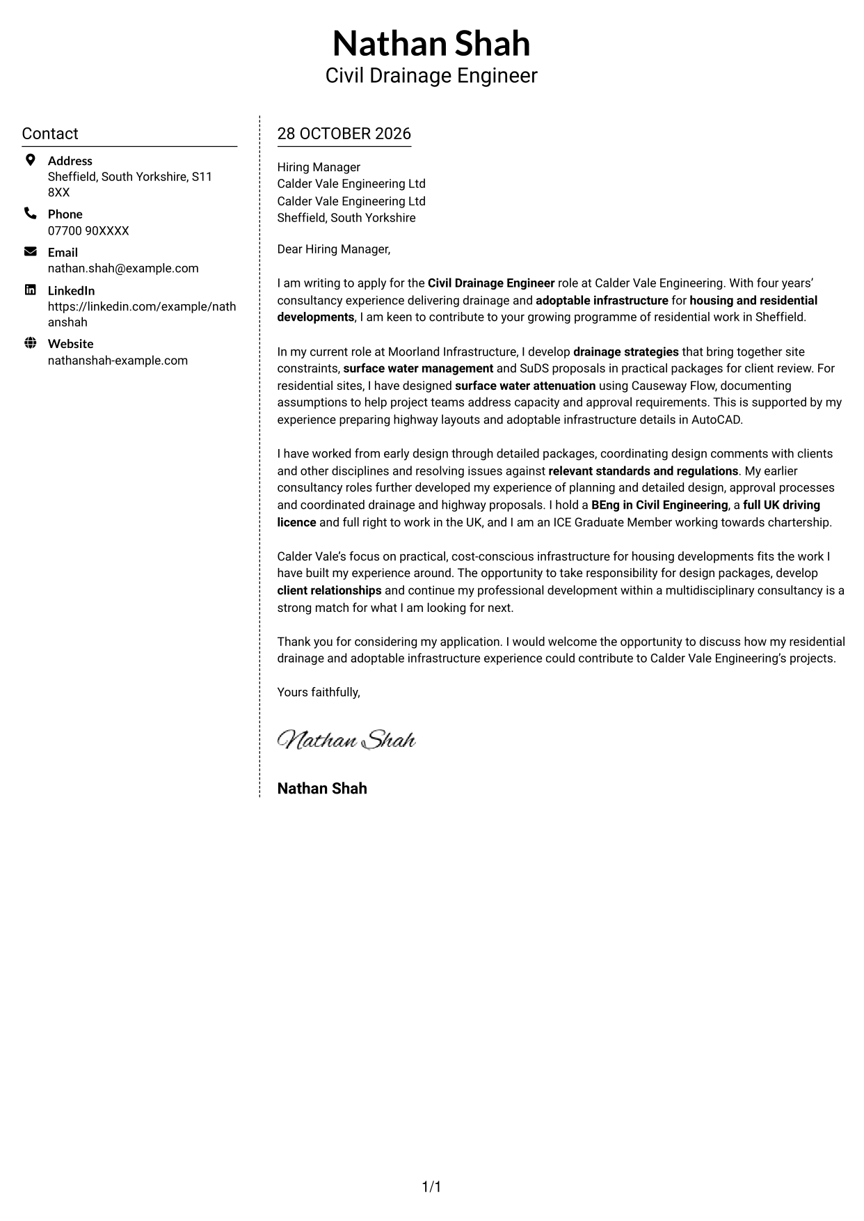Cover letter example — page 1