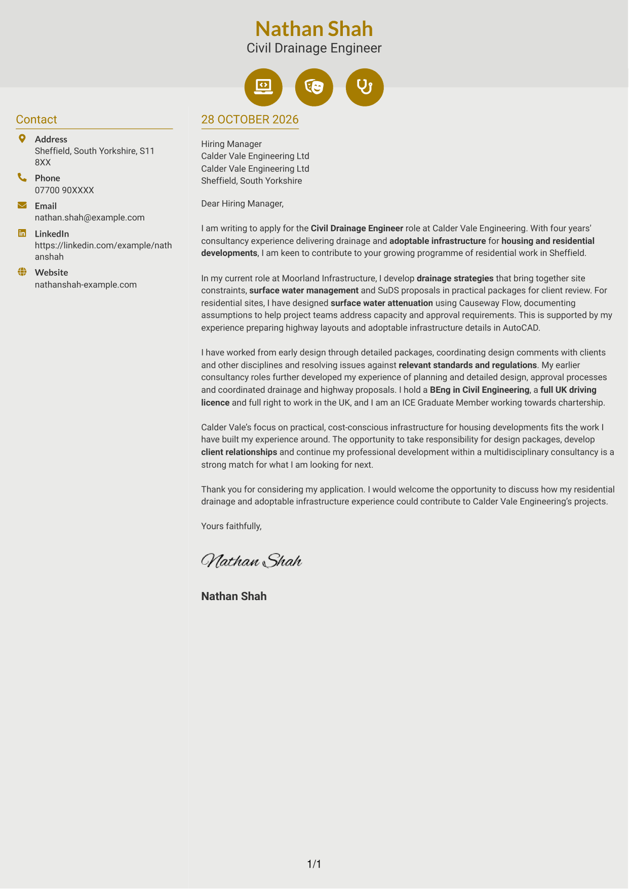Cover letter example — page 1