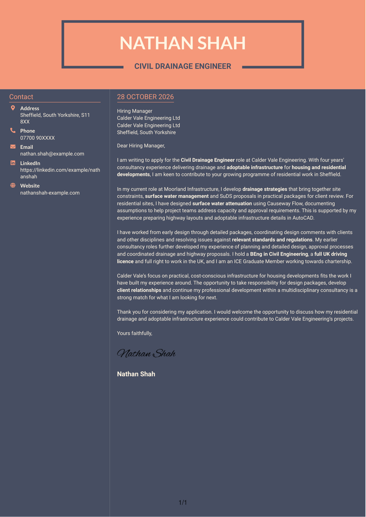 Cover letter example — page 1