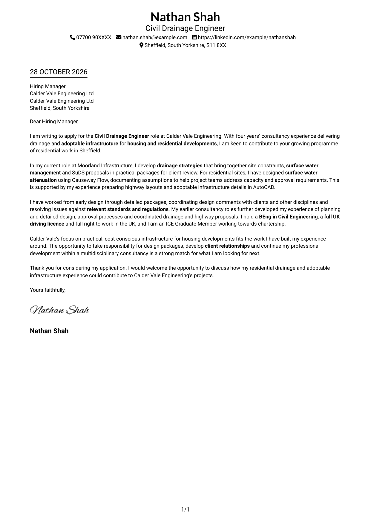 Cover letter example — page 1