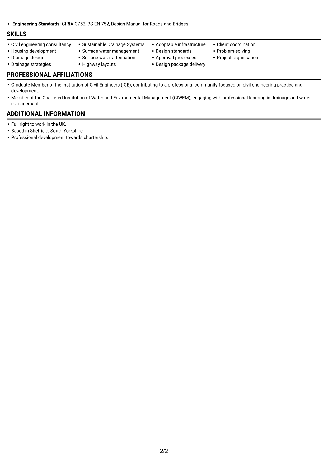 CV example — page 2