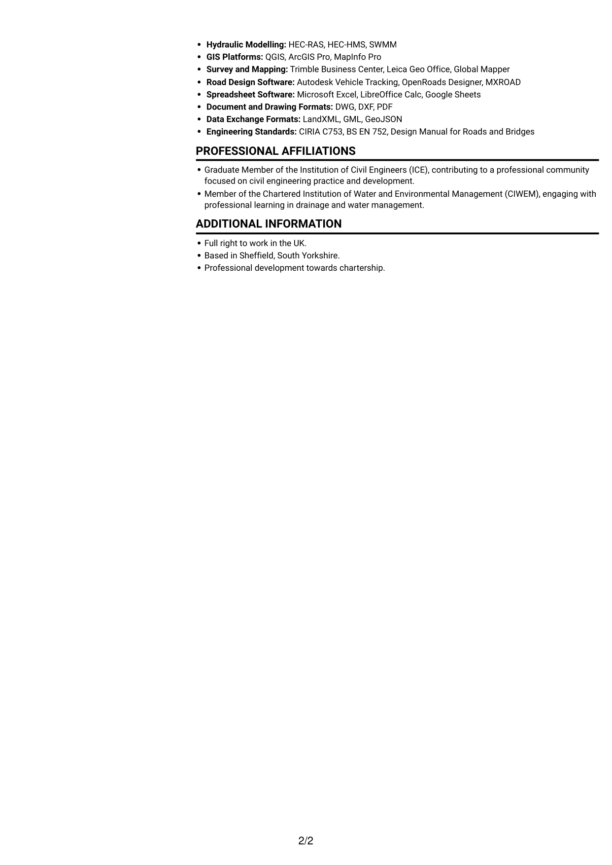 CV example — page 2