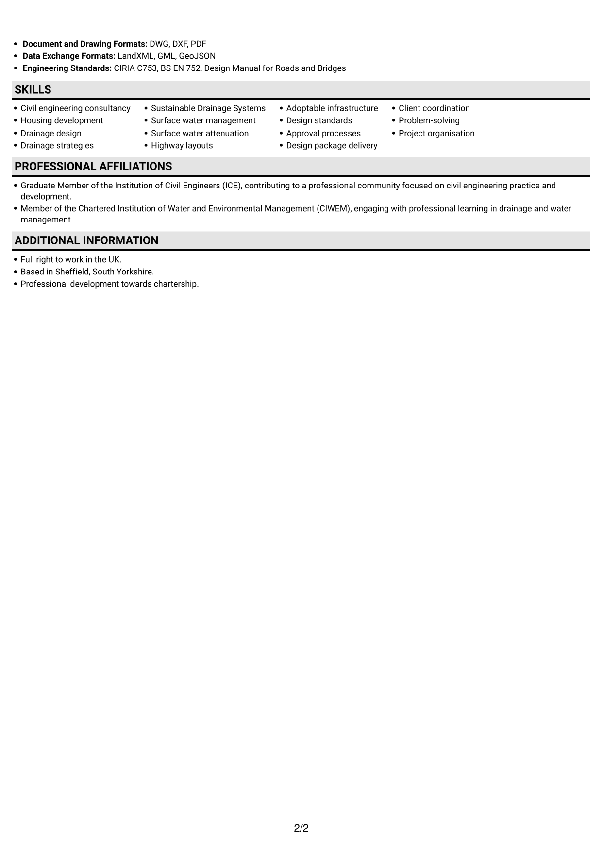 CV example — page 2