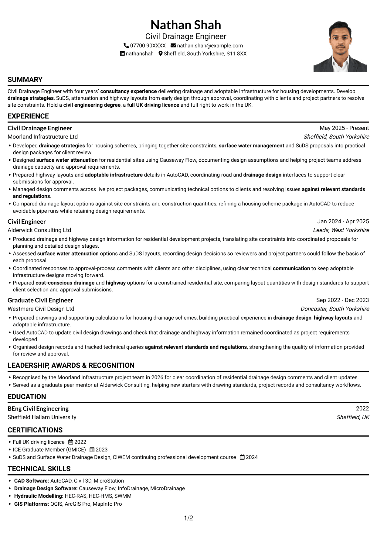 CV example — page 1