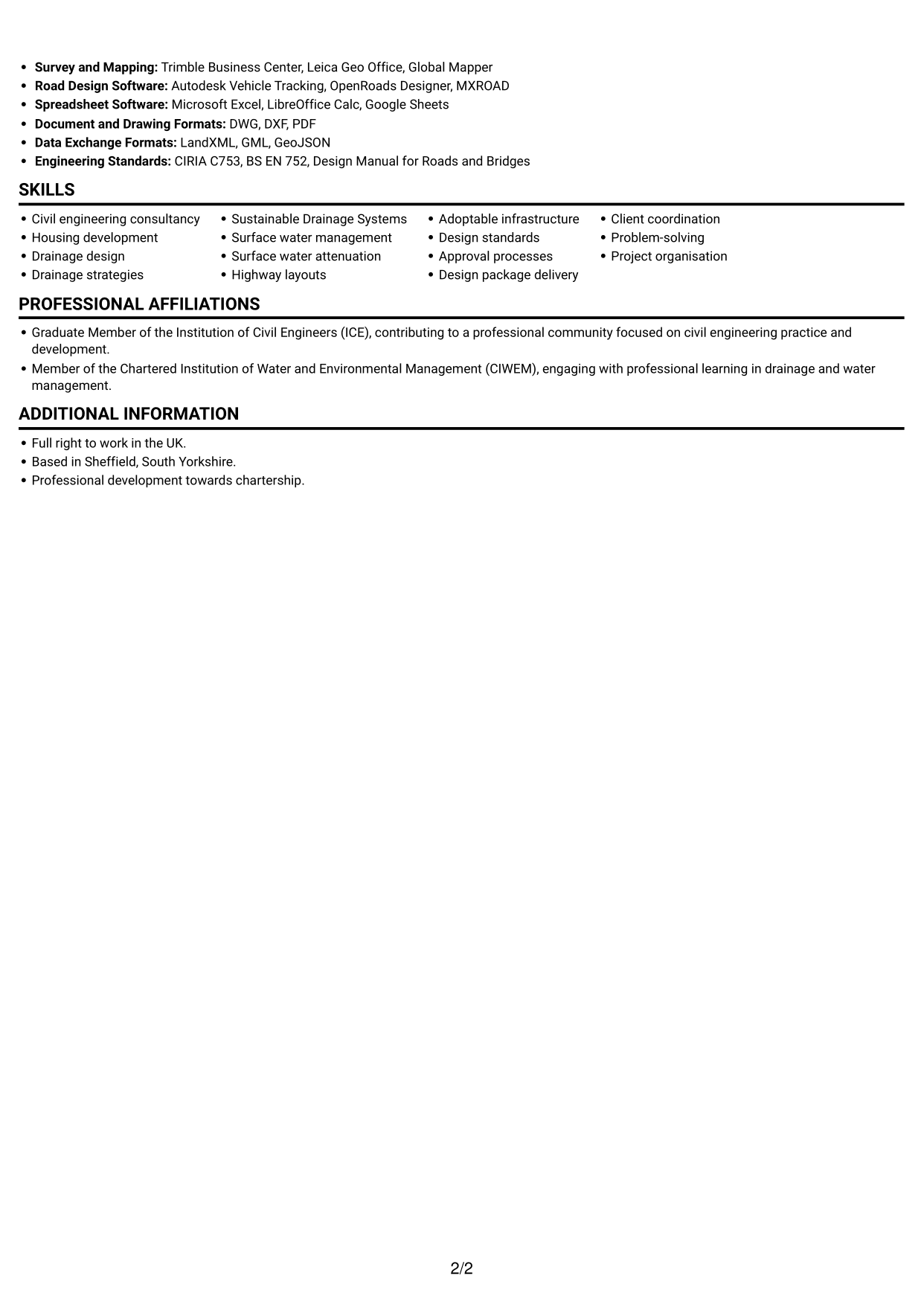 CV example — page 2