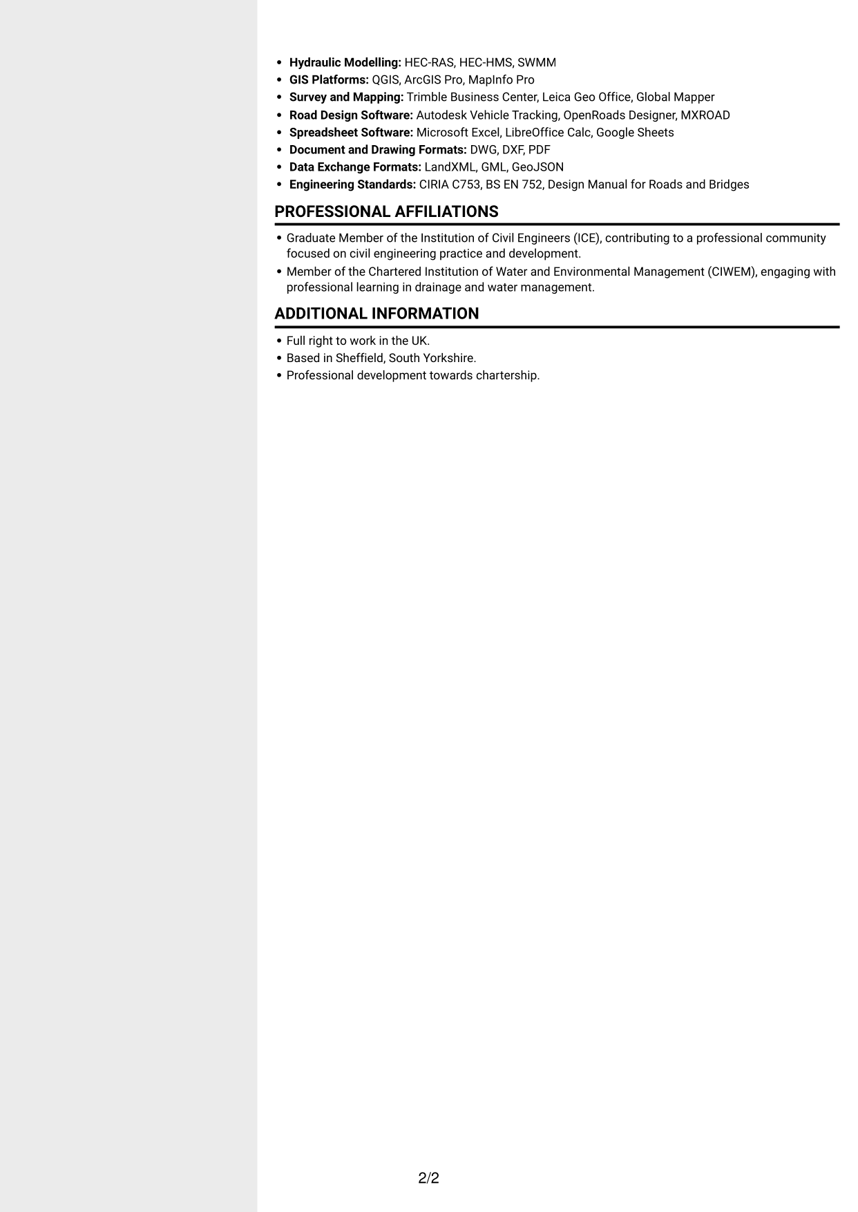 CV example — page 2