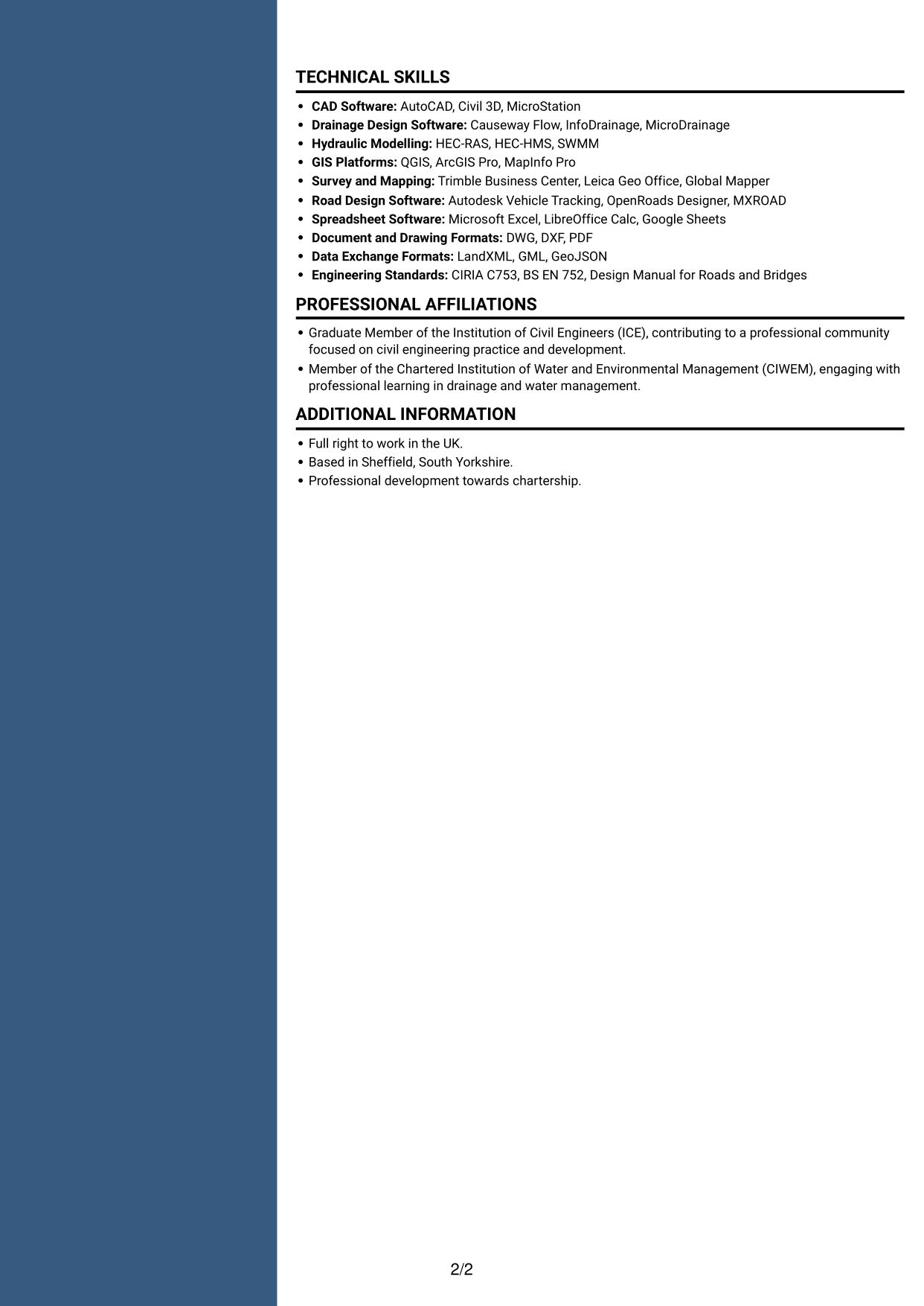 CV example — page 2