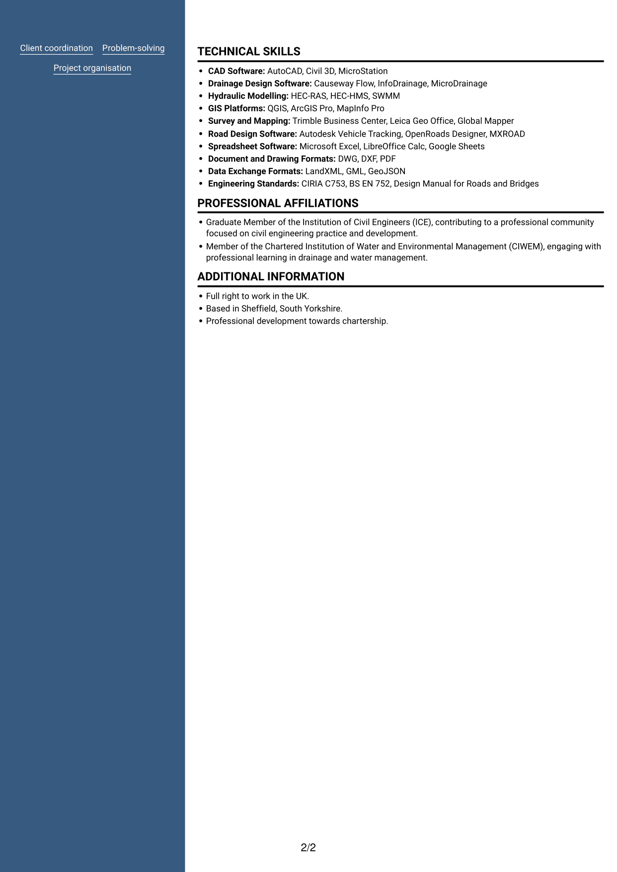 CV example — page 2