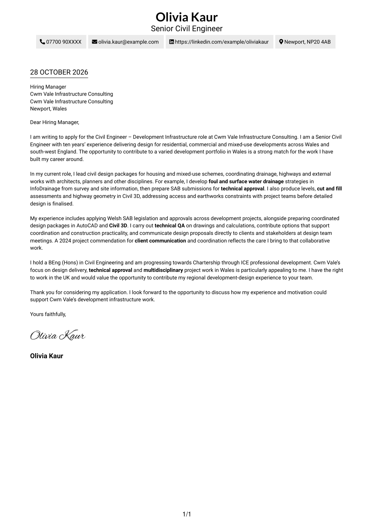 Cover letter example — page 1
