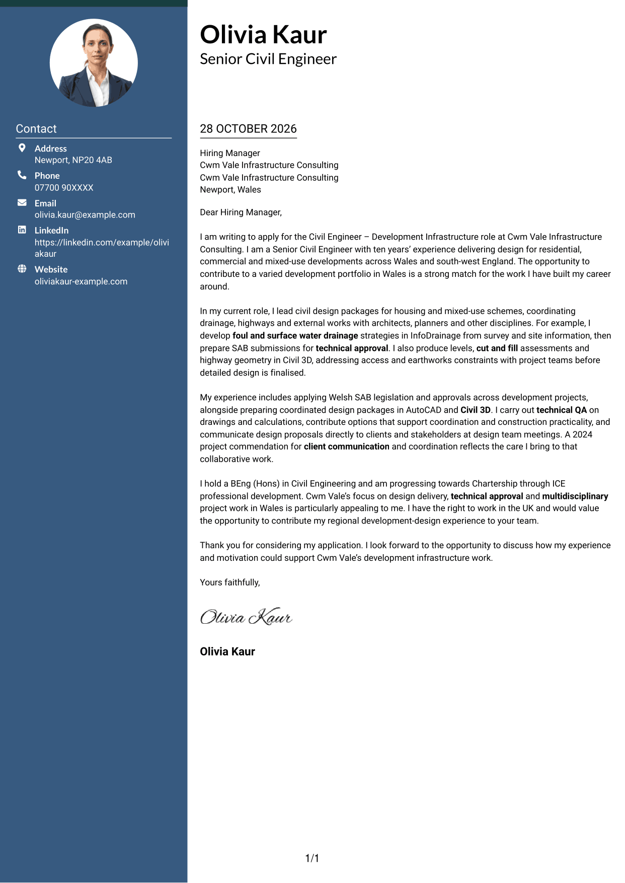 Cover letter example — page 1
