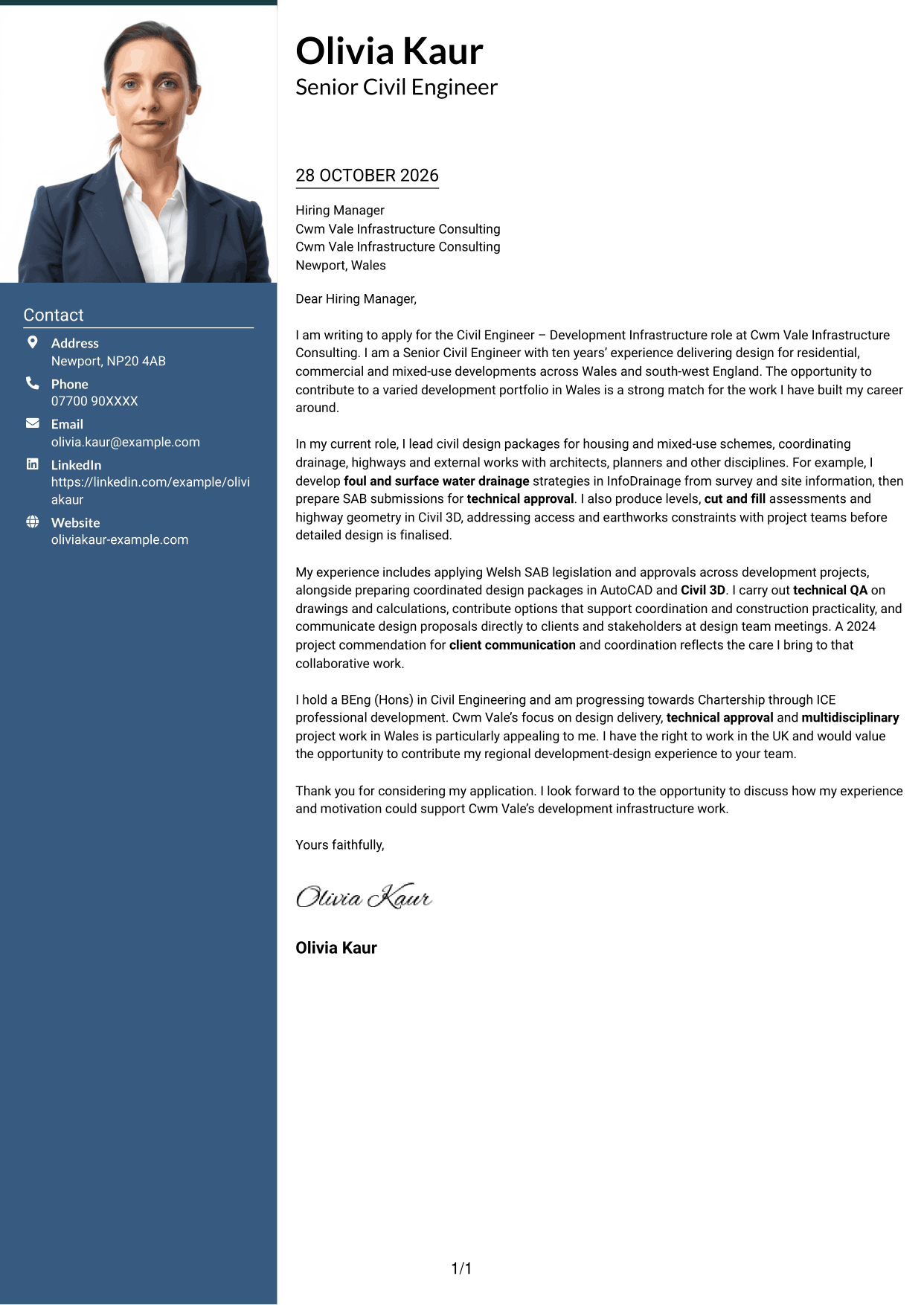 Cover letter example — page 1