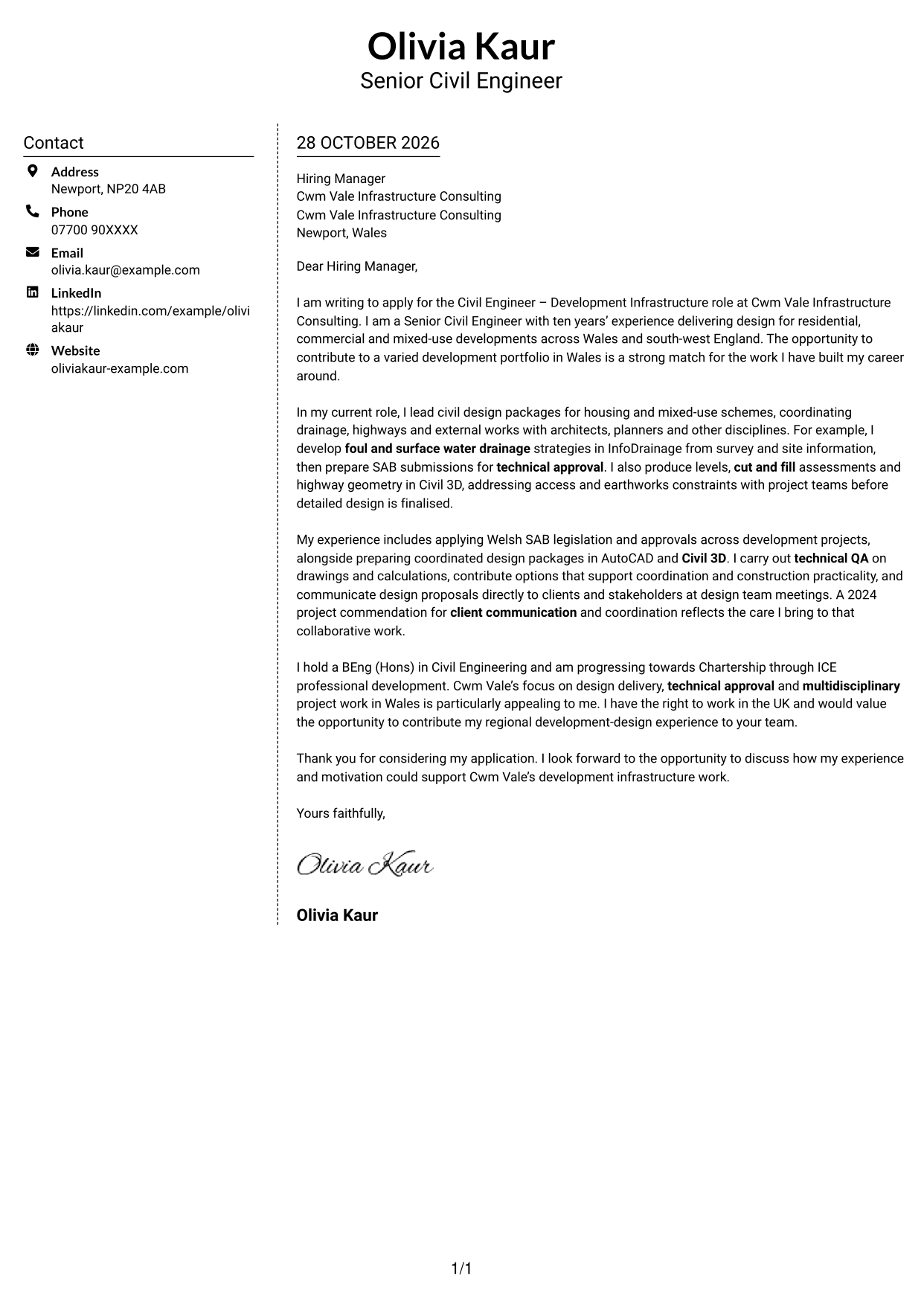 Cover letter example — page 1