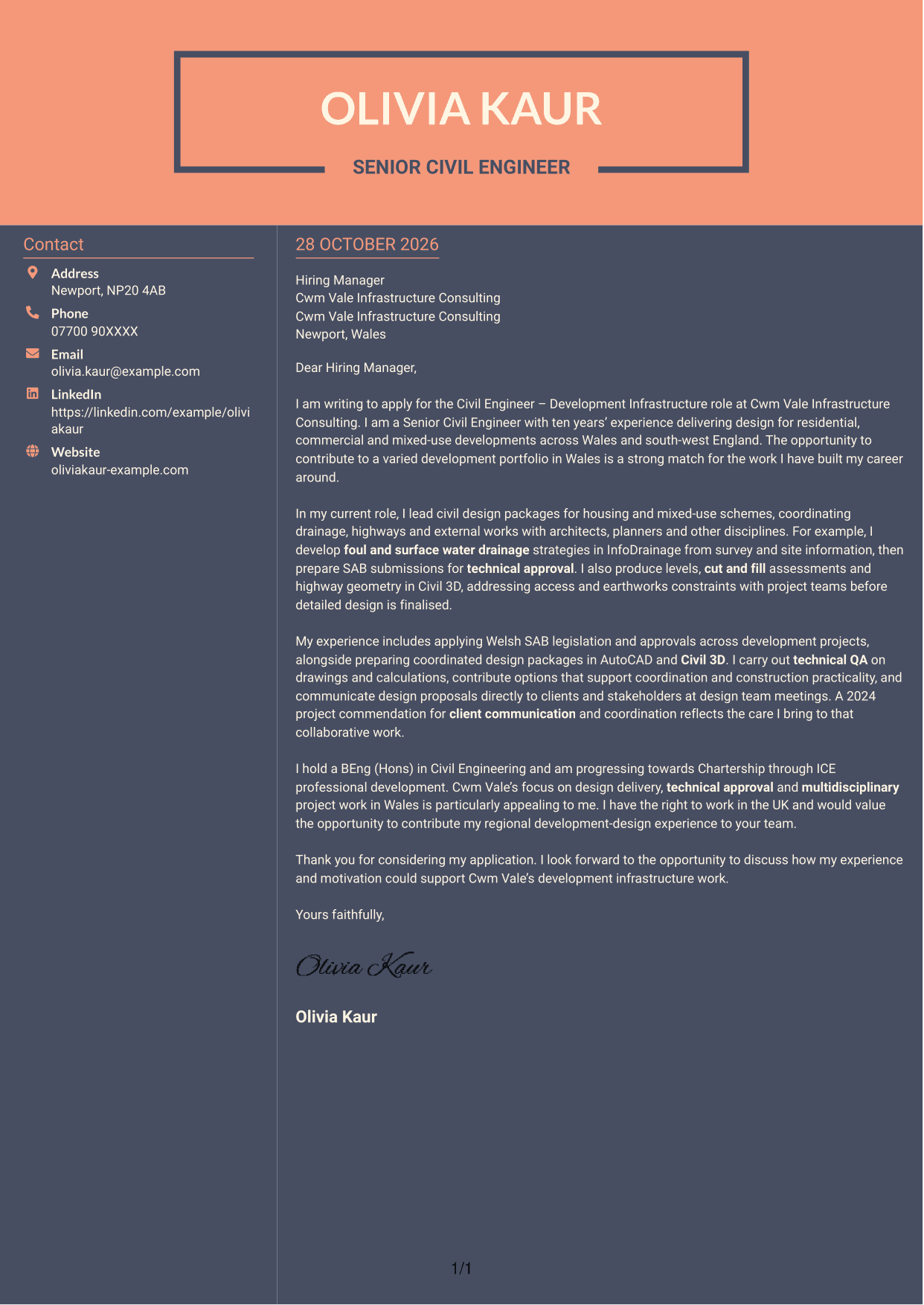 Cover letter example — page 1
