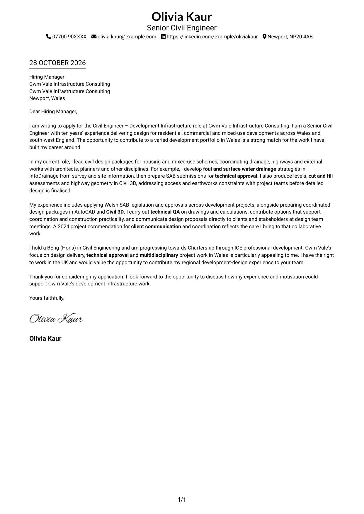 Cover letter example — page 1