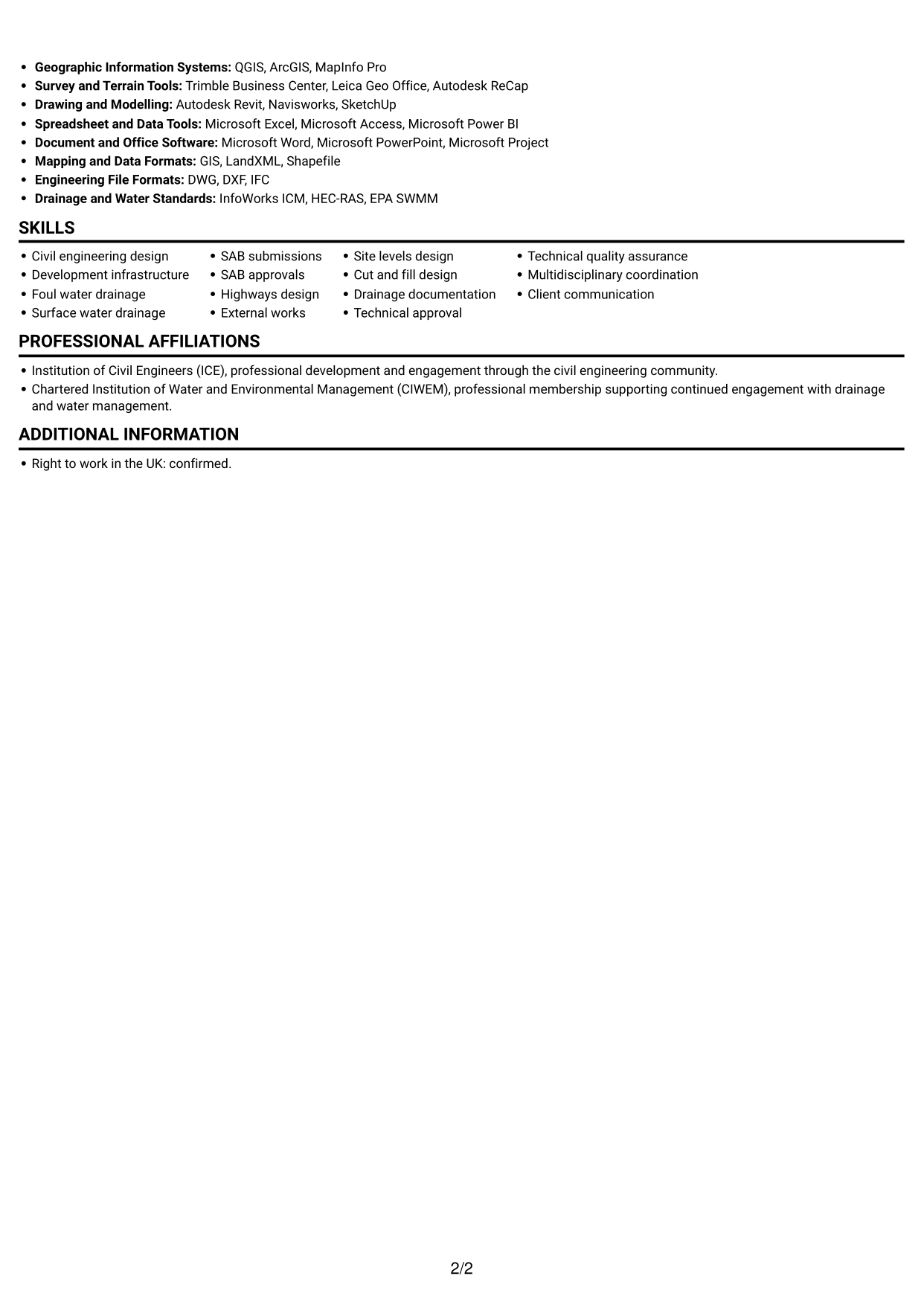 CV example — page 2