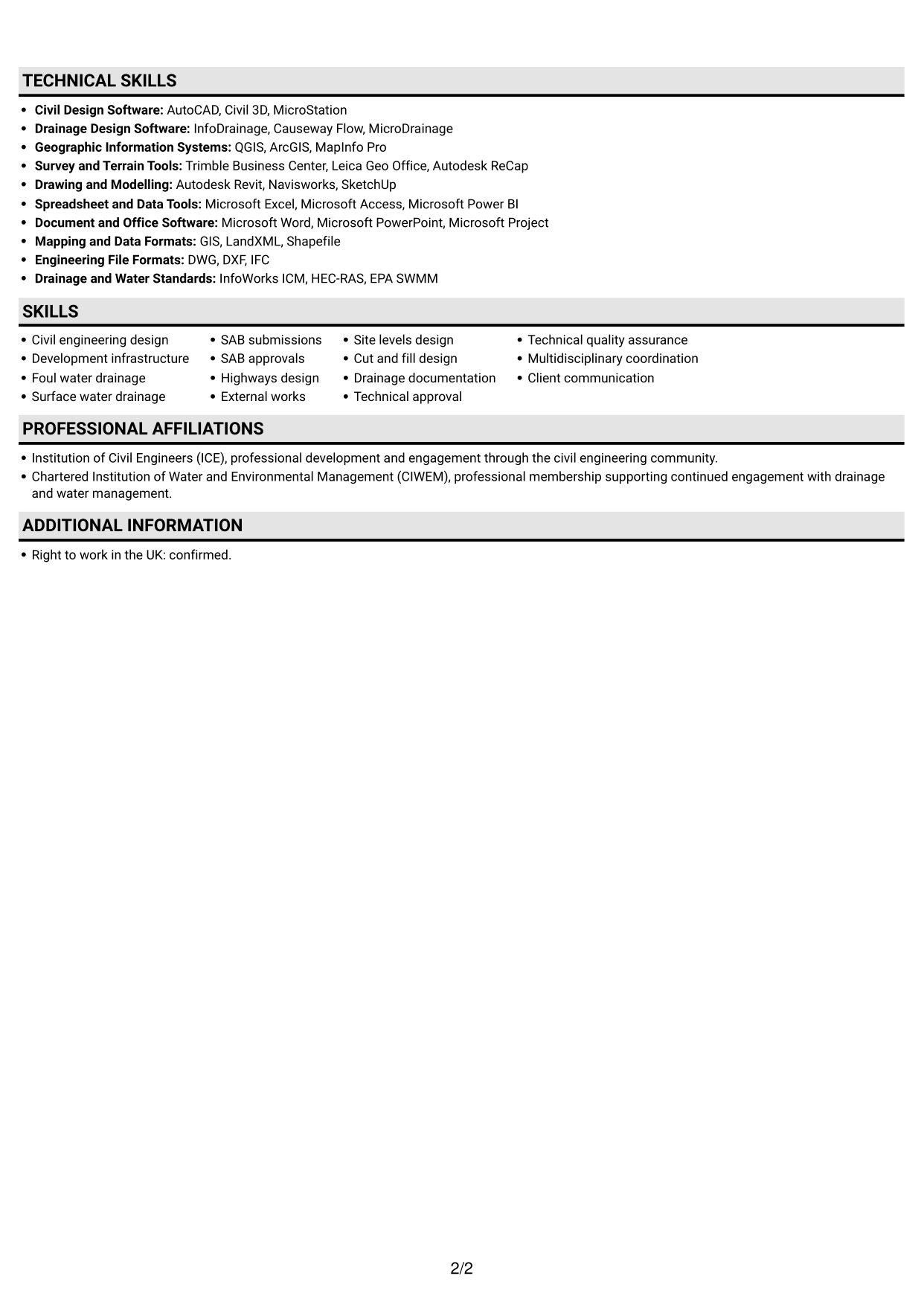 CV example — page 2