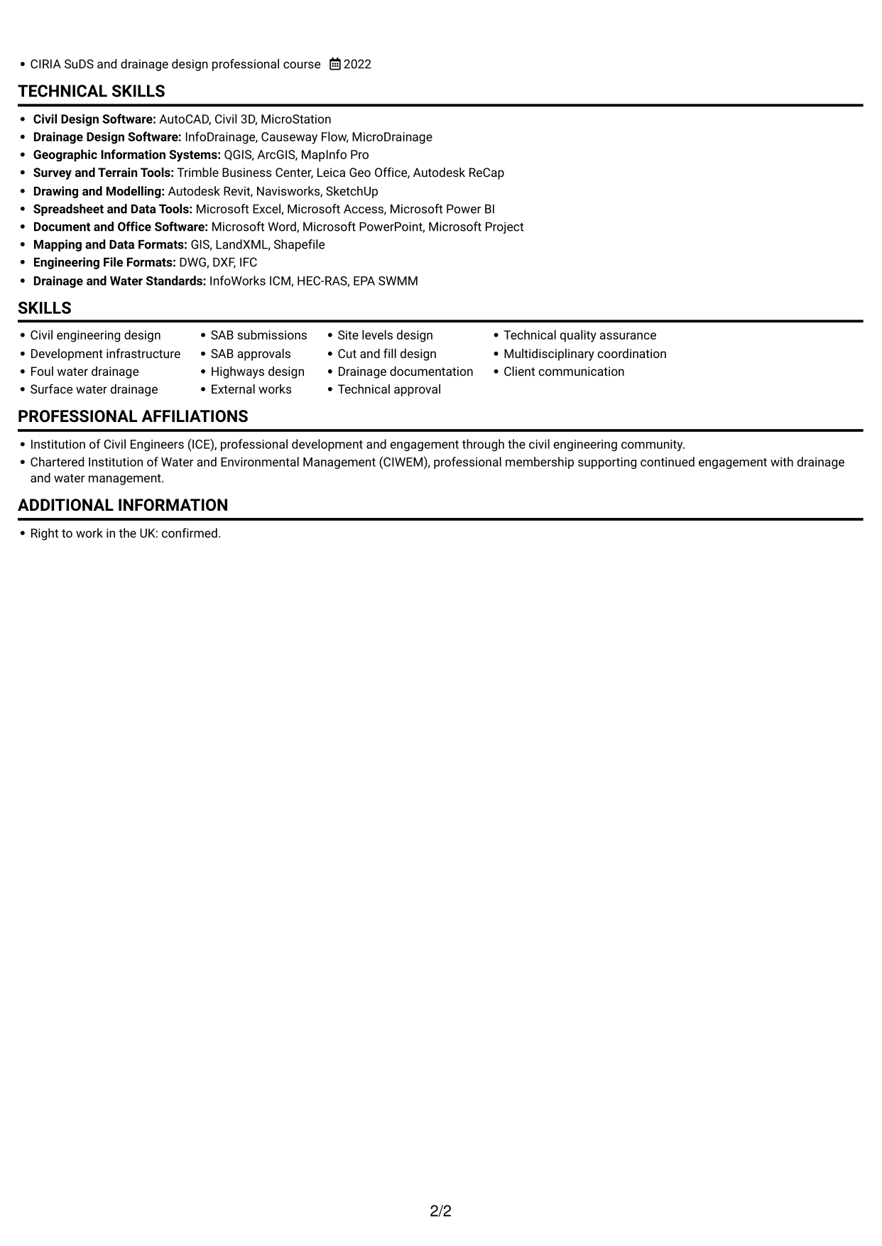 CV example — page 2