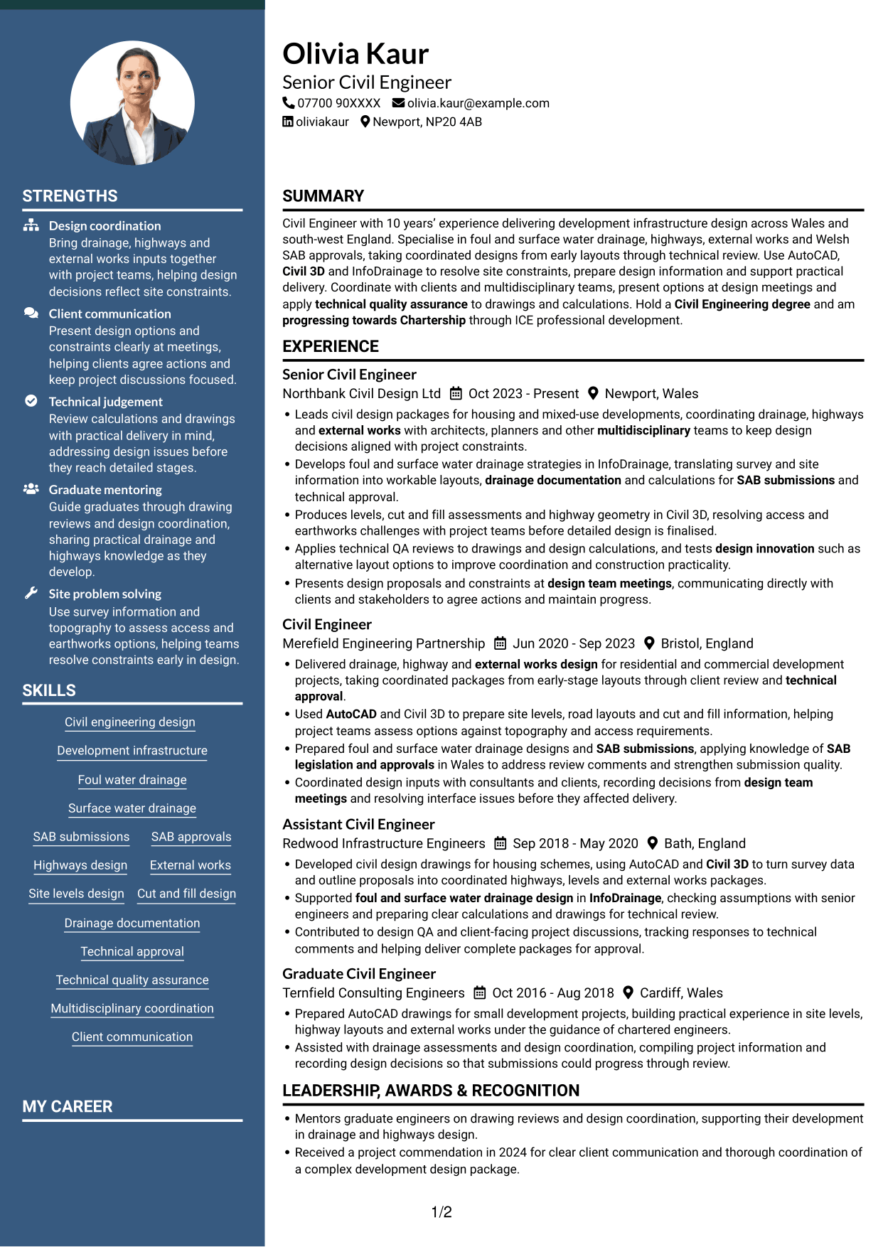 CV example — page 1