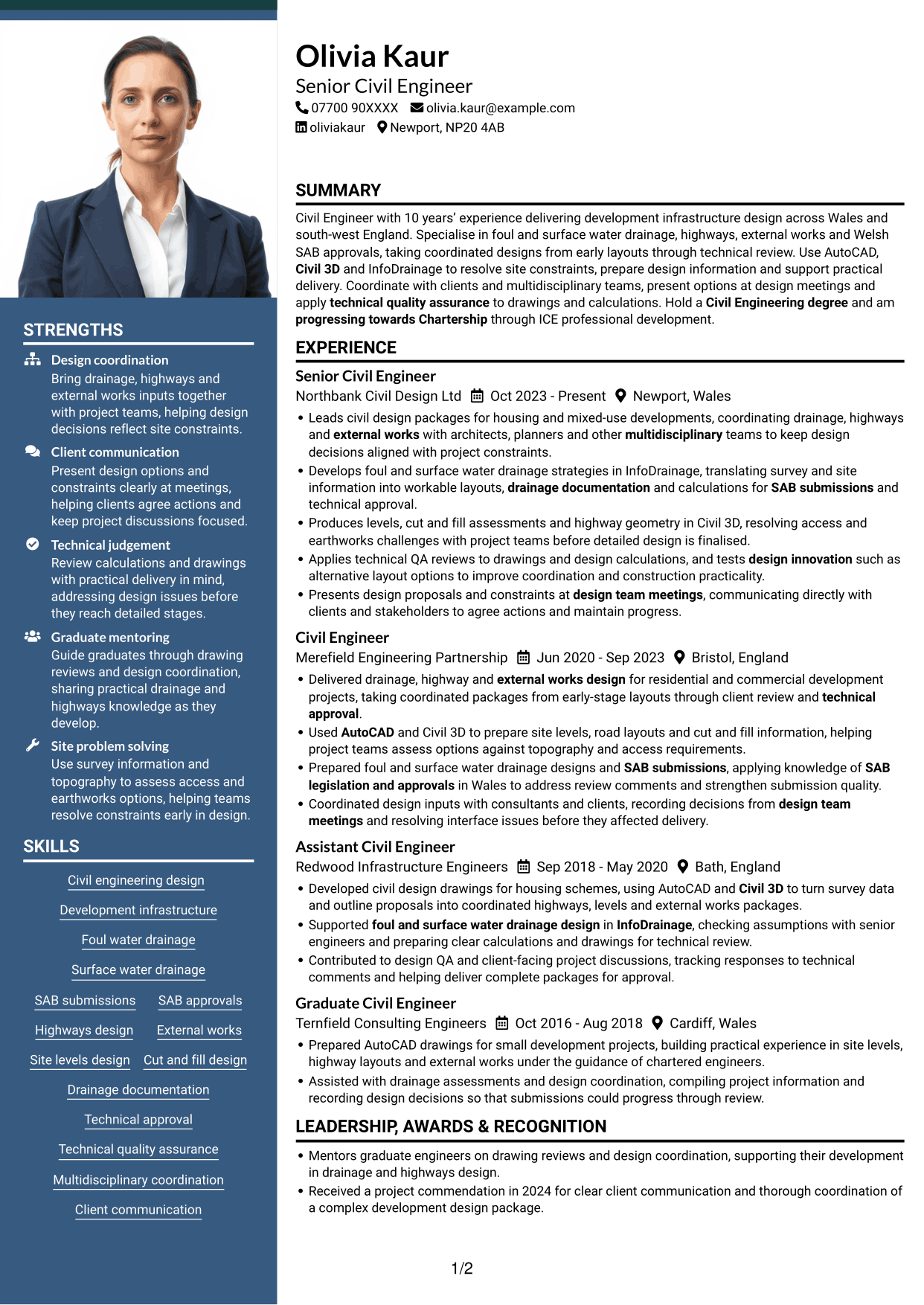CV example — page 1