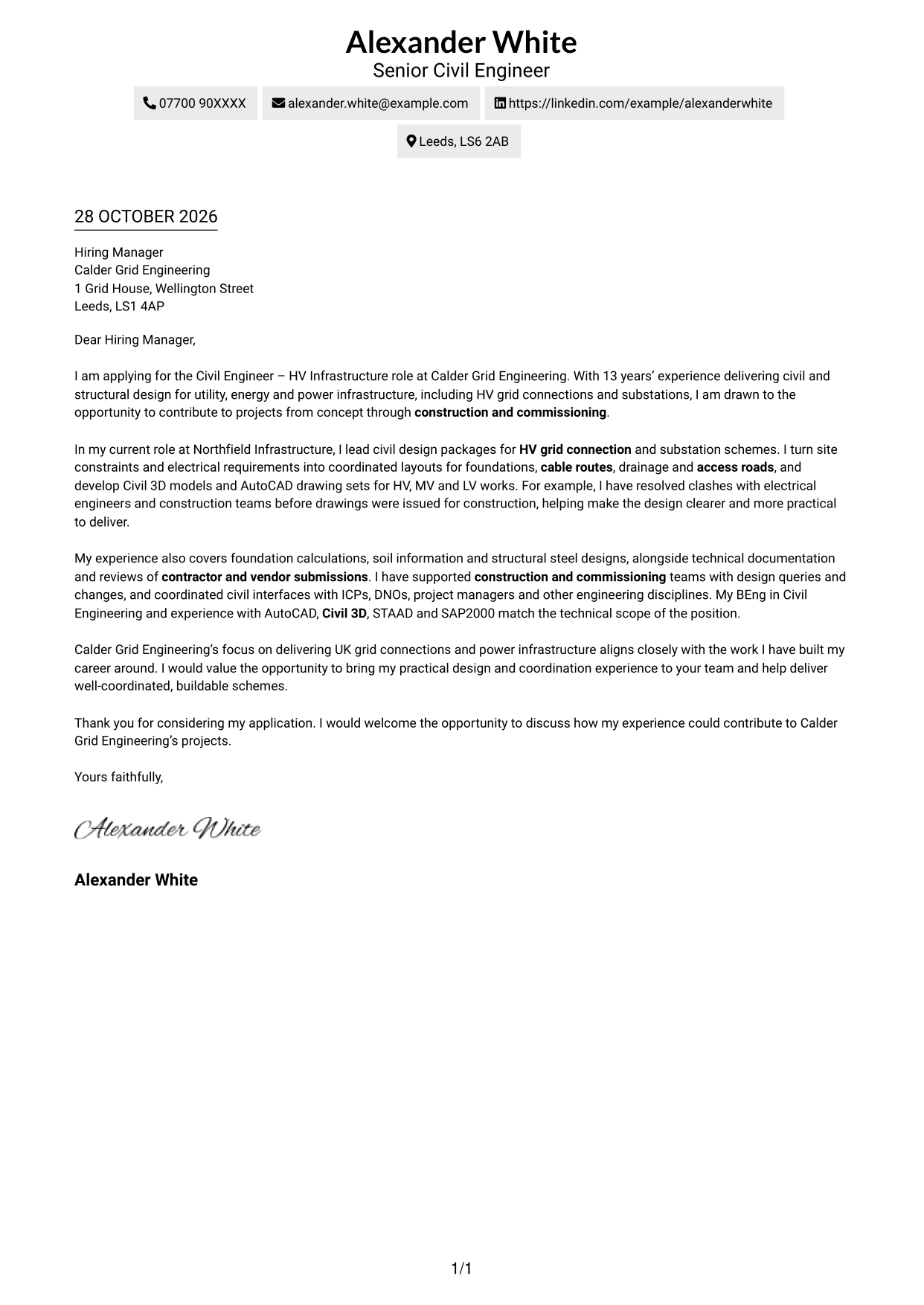 Cover letter example — page 1