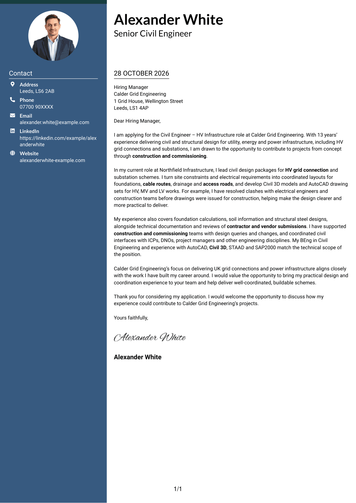 Cover letter example — page 1